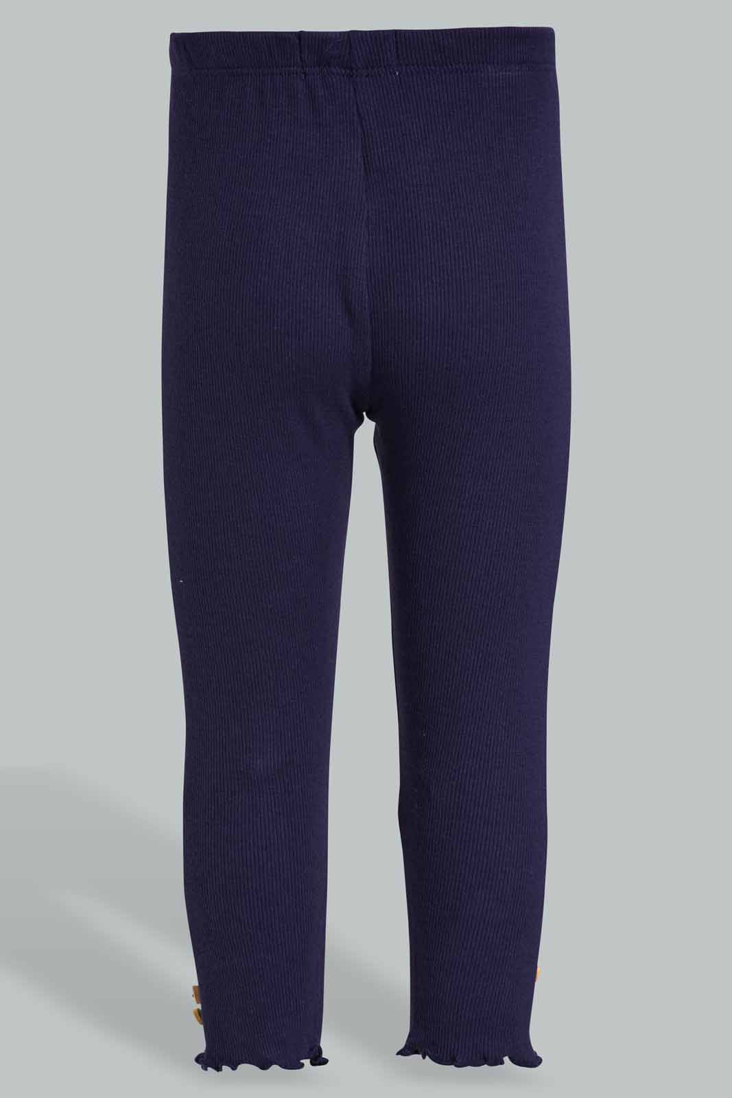 Redtag-Navy-Solid-Rib-Legging-Category:Leggings,-Colour:Navy,-Deals:New-In,-Filter:Infant-Girls-(3-to-24-Mths),-ING-Leggings,-New-In-ING-APL,-Non-Sale,-Section:Girls-(0-to-14Yrs),-TBL,-W22O-Infant-Girls-3 to 24 Months