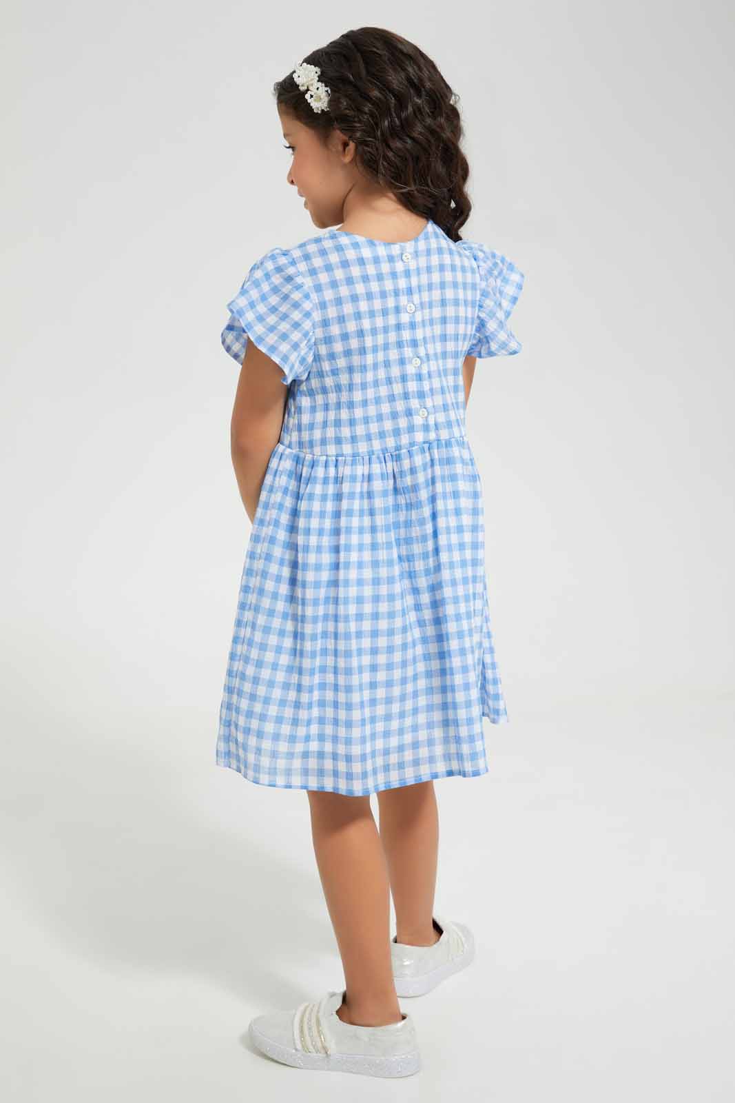 Redtag-Blue-Check-Dress-Category:Dresses,-Colour:Blue,-Deals:New-In,-Filter:Girls-(2-to-8-Yrs),-GIR-Dresses,-New-In-GIR-APL,-Non-Sale,-Section:Girls-(0-to-14Yrs),-W22O-Girls-2 to 8 Years