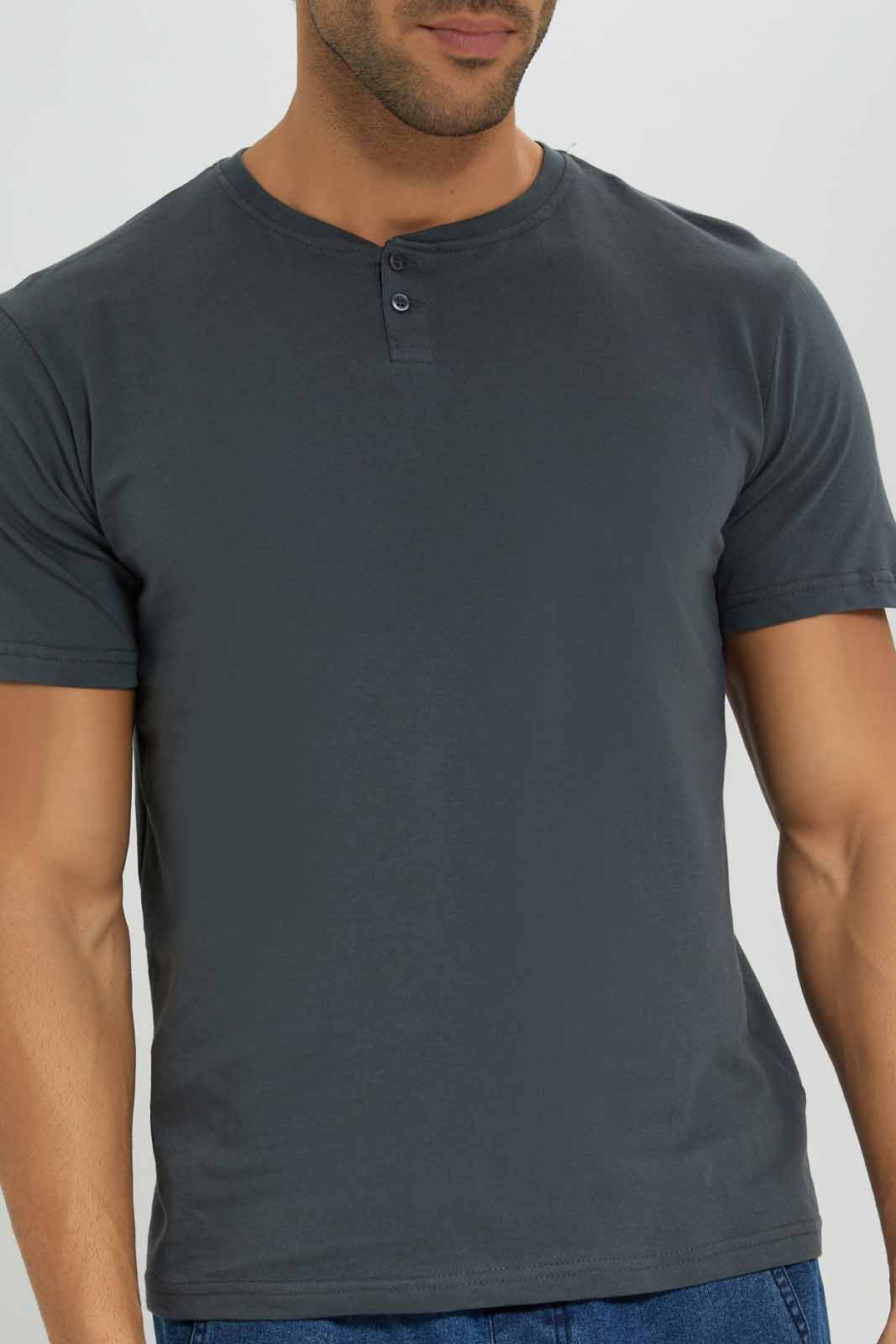 Redtag-Slate-Grey-Henley-T-Shirt-Category:T-Shirts,-Colour:Charcoal,-Deals:New-In,-Filter:Men's-Clothing,-Men-T-Shirts,-New-In-Men-APL,-Non-Sale,-Section:Men,-TBL,-W22A-Men's-