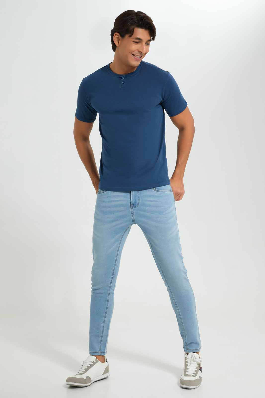Redtag-Blue-Henley-T-Shirt-Category:T-Shirts,-Colour:Blue,-Deals:New-In,-Filter:Men's-Clothing,-Men-T-Shirts,-New-In-Men-APL,-Non-Sale,-Section:Men,-TBL,-W22A-Men's-