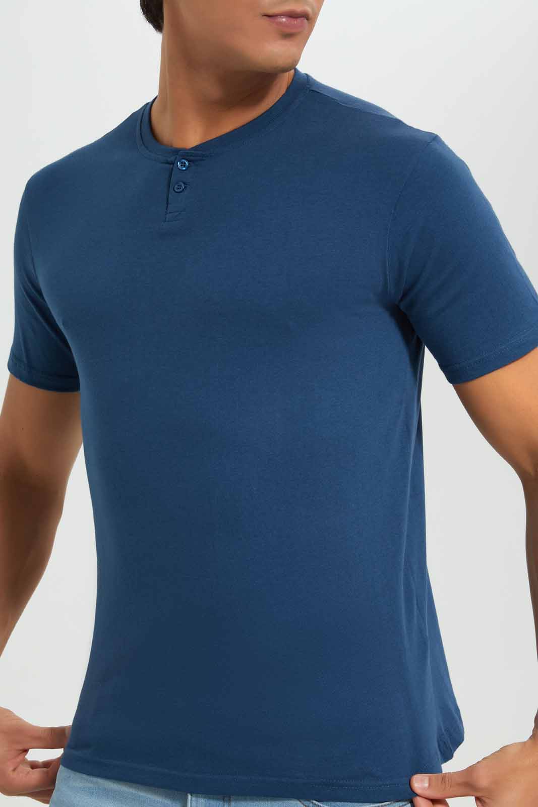Redtag-Blue-Henley-T-Shirt-Category:T-Shirts,-Colour:Blue,-Deals:New-In,-Filter:Men's-Clothing,-Men-T-Shirts,-New-In-Men-APL,-Non-Sale,-Section:Men,-TBL,-W22A-Men's-