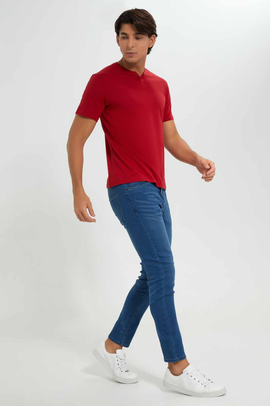 Redtag-Burgundy-Henley-T-Shirt-Category:T-Shirts,-Colour:Burgundy,-Deals:New-In,-Filter:Men's-Clothing,-Men-T-Shirts,-New-In-Men-APL,-Non-Sale,-Section:Men,-TBL,-W22A-Men's-