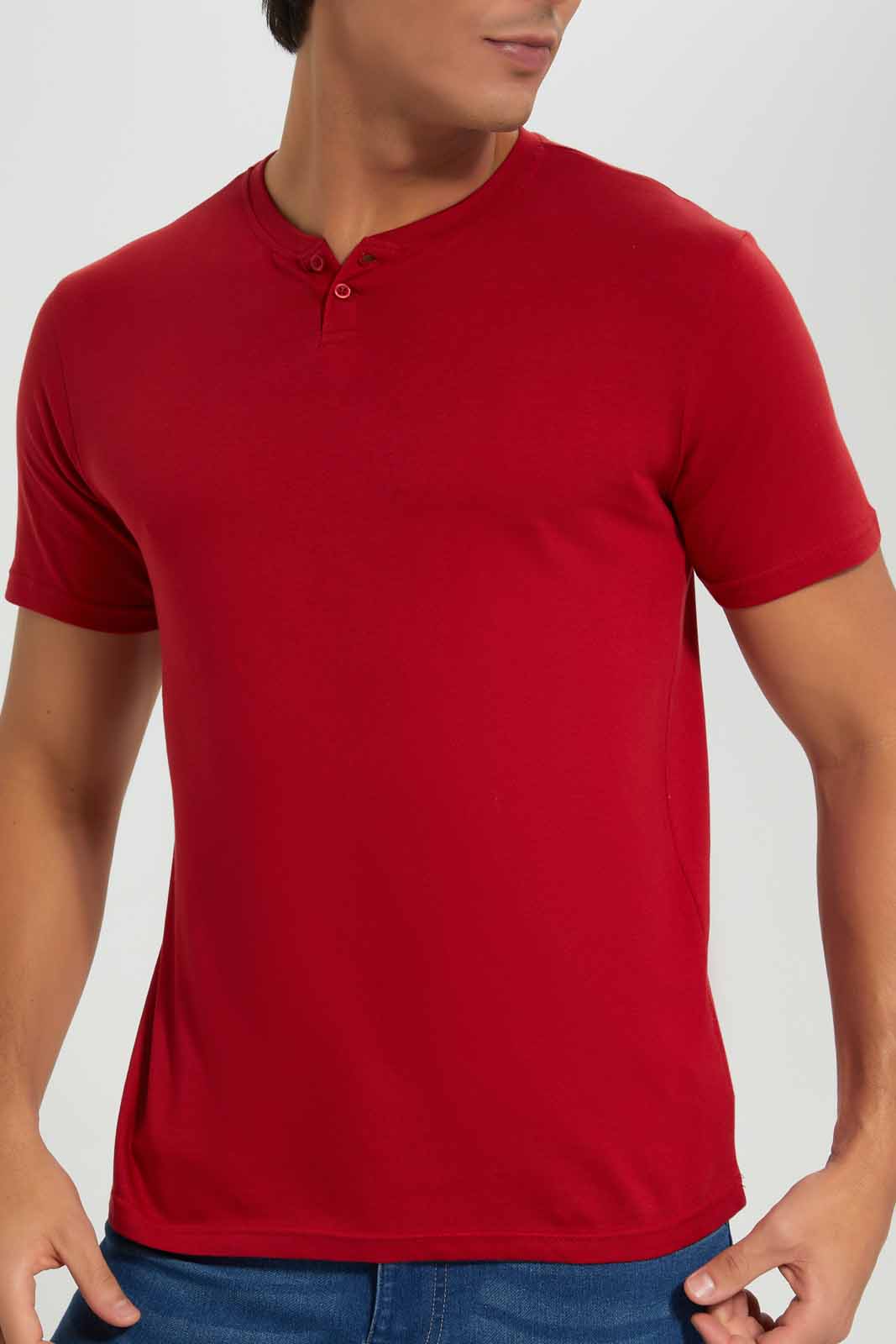 Redtag-Burgundy-Henley-T-Shirt-Category:T-Shirts,-Colour:Burgundy,-Deals:New-In,-Filter:Men's-Clothing,-Men-T-Shirts,-New-In-Men-APL,-Non-Sale,-Section:Men,-TBL,-W22A-Men's-