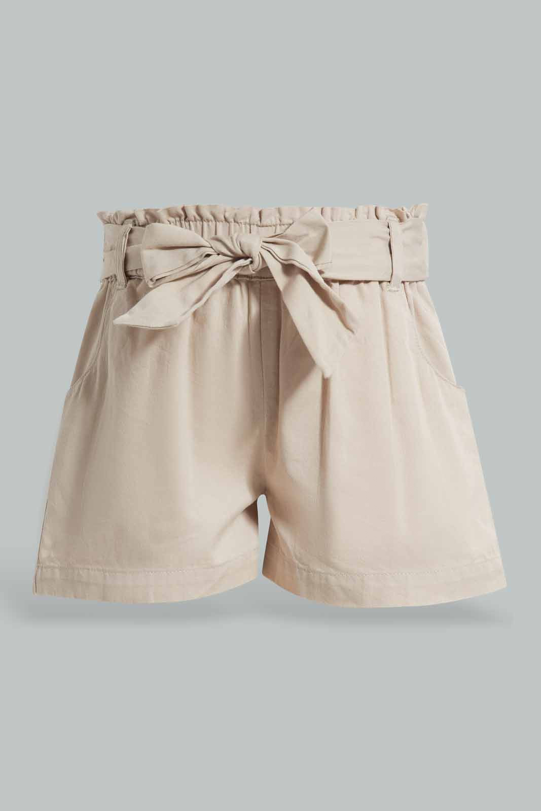 Redtag-Beige-Paperbag-Shorts-Category:Shorts,-Colour:Beige,-Deals:New-In,-Filter:Infant-Girls-(3-to-24-Mths),-ING-Shorts,-New-In-ING-APL,-Non-Sale,-Section:Girls-(0-to-14Yrs),-W22O-Infant-Girls-3 to 24 Months