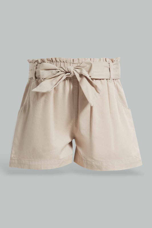 Redtag-Beige-Paperbag-Shorts-Category:Shorts,-Colour:Beige,-Deals:New-In,-Filter:Infant-Girls-(3-to-24-Mths),-ING-Shorts,-New-In-ING-APL,-Non-Sale,-Section:Girls-(0-to-14Yrs),-W22O-Infant-Girls-3 to 24 Months