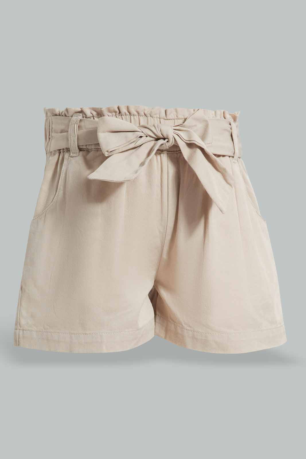 Redtag-Beige-Paperbag-Shorts-Category:Shorts,-Colour:Beige,-Deals:New-In,-Filter:Infant-Girls-(3-to-24-Mths),-ING-Shorts,-New-In-ING-APL,-Non-Sale,-Section:Girls-(0-to-14Yrs),-W22O-Infant-Girls-3 to 24 Months