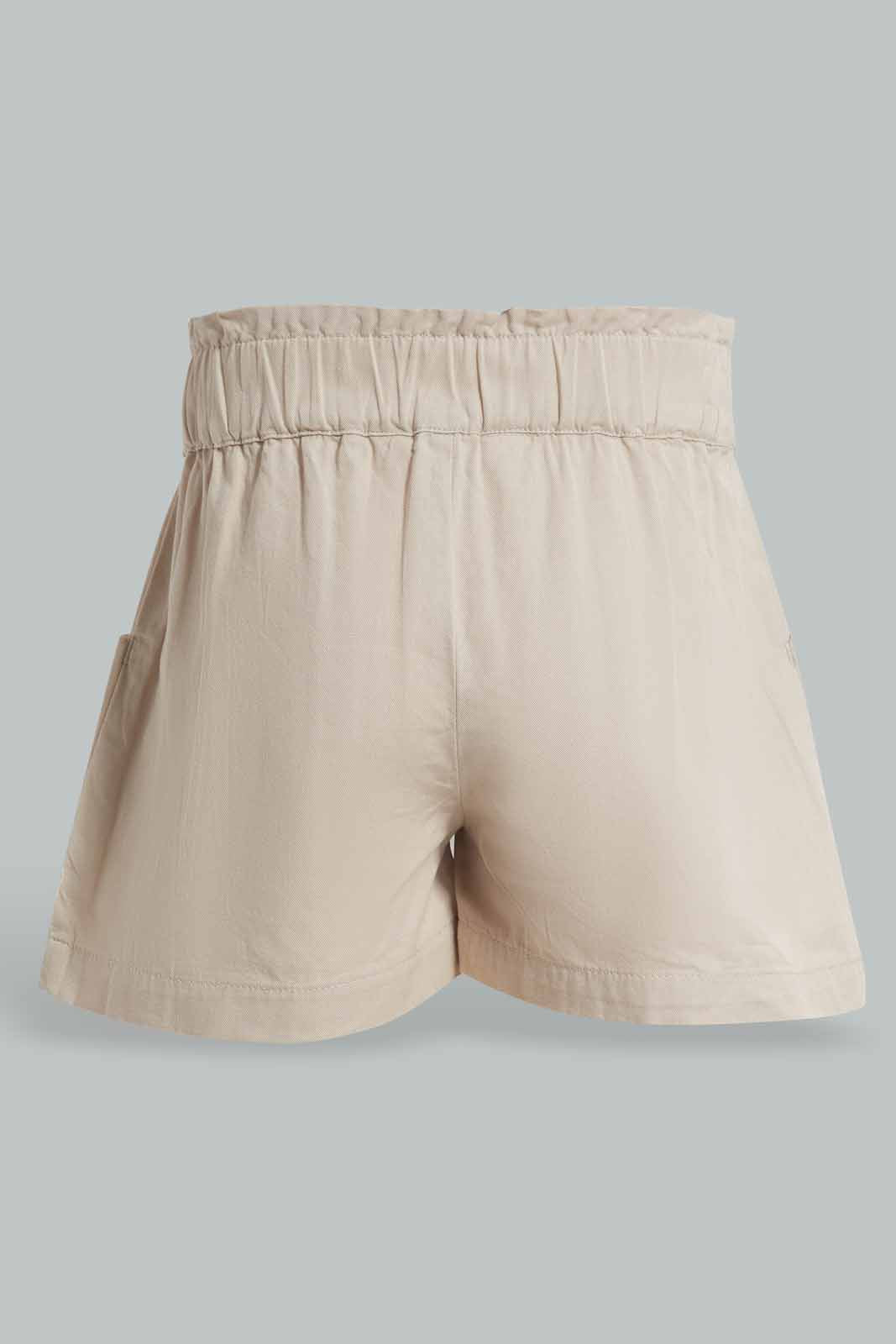 Redtag-Beige-Paperbag-Shorts-Category:Shorts,-Colour:Beige,-Deals:New-In,-Filter:Infant-Girls-(3-to-24-Mths),-ING-Shorts,-New-In-ING-APL,-Non-Sale,-Section:Girls-(0-to-14Yrs),-W22O-Infant-Girls-3 to 24 Months