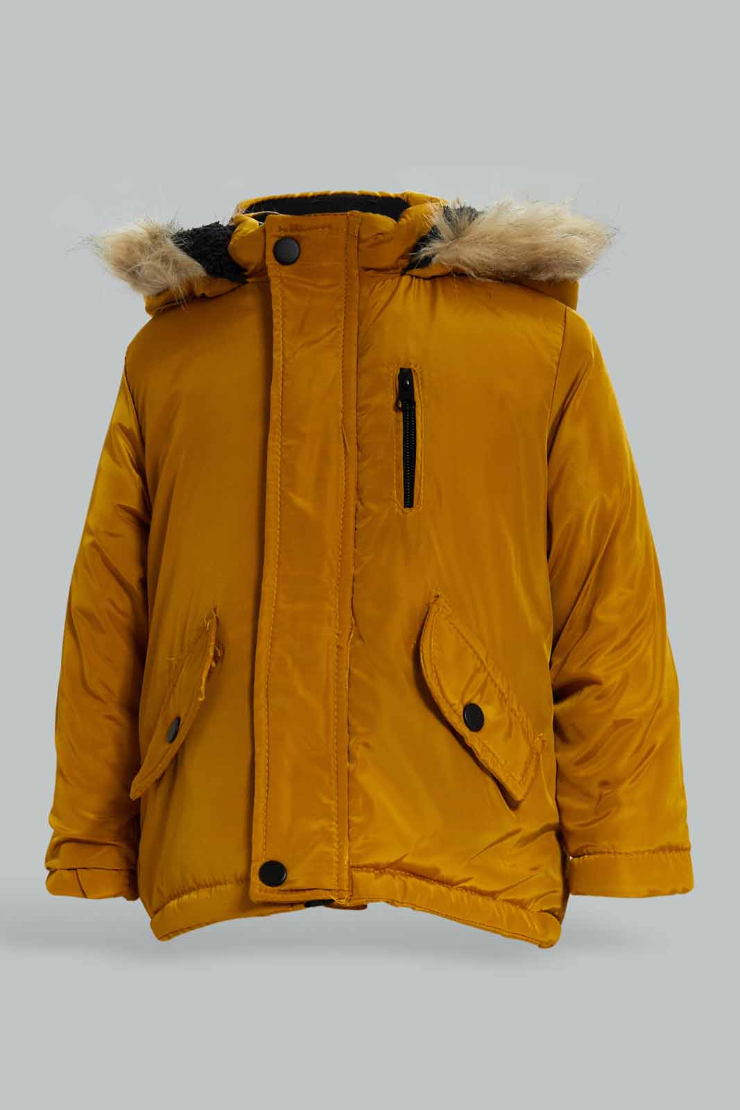 Redtag-Mustard-Hooded-Parka-Category:Jackets,-Colour:Mustard,-Deals:New-In,-Dept:Boys,-EHW,-Filter:Infant-Boys-(3-to-24-Mths),-INB-Jackets,-New-In-INB-APL,-Non-Sale,-Section:Boys-(0-to-14Yrs),-W22B-Infant-Boys-
