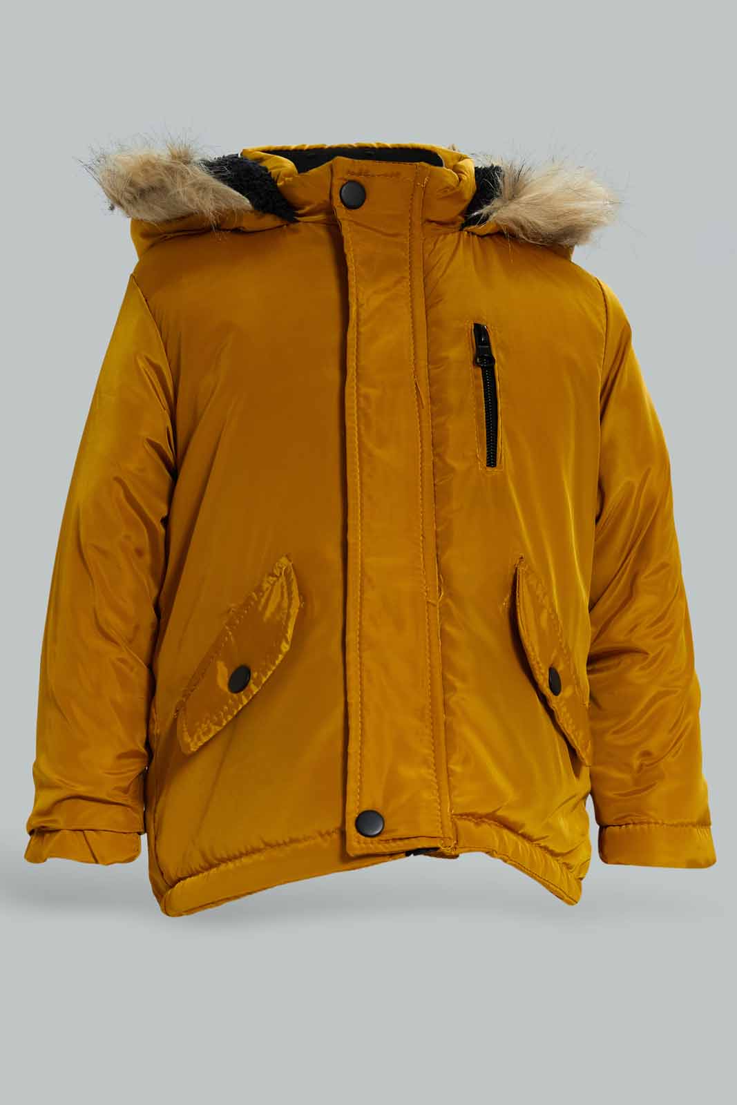 Redtag-Mustard-Hooded-Parka-Category:Jackets,-Colour:Mustard,-Deals:New-In,-Dept:Boys,-EHW,-Filter:Infant-Boys-(3-to-24-Mths),-INB-Jackets,-New-In-INB-APL,-Non-Sale,-Section:Boys-(0-to-14Yrs),-W22B-Infant-Boys-