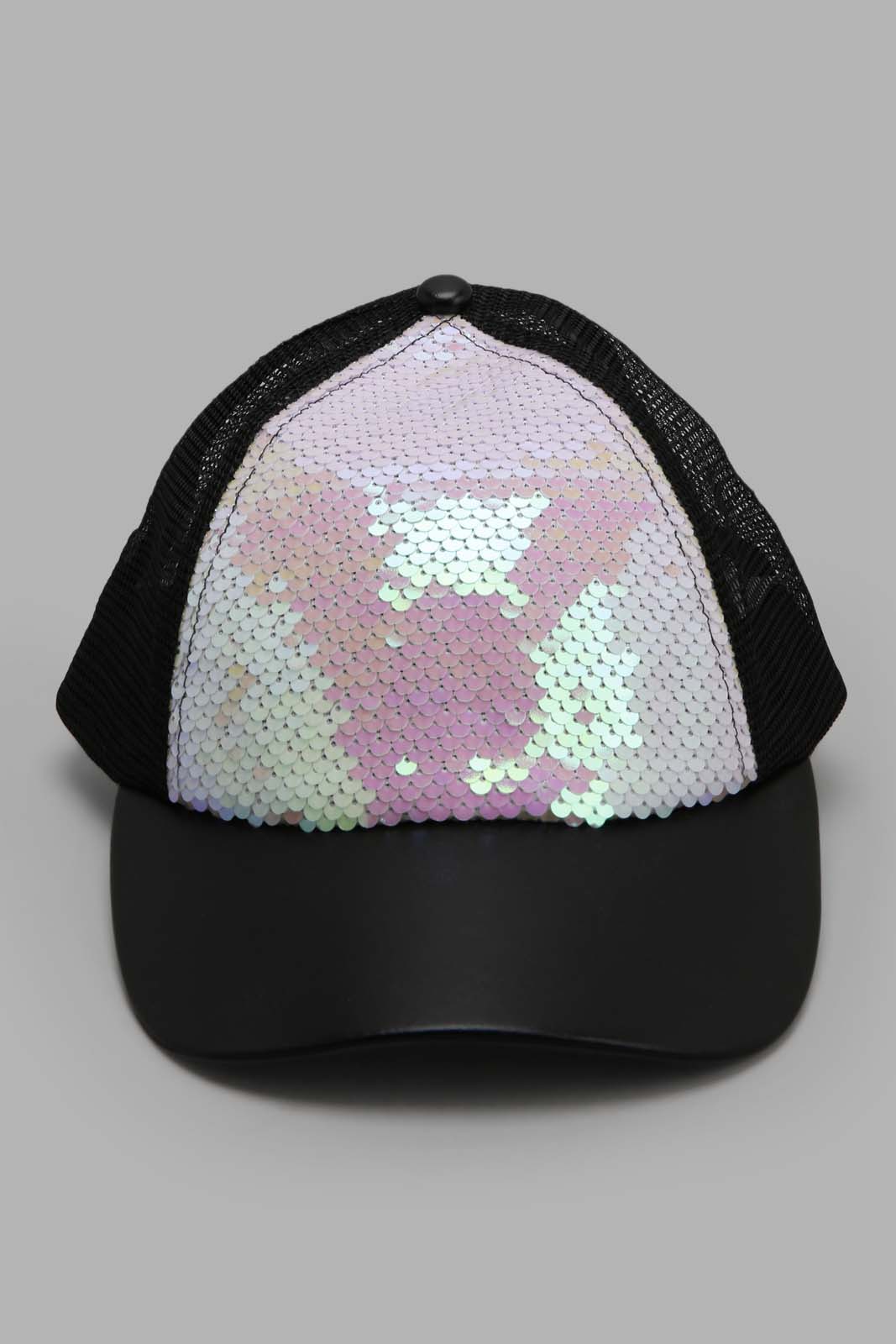 Redtag-Sequin-And-Black-Cap-Category:Caps-&-Hats,-Colour:Assorted,-Filter:Women's-Accessories,-New-In,-New-In-Women-ACC,-Non-Sale,-Section:Women,-W22A,-Women-Caps-&-Hats-Women-