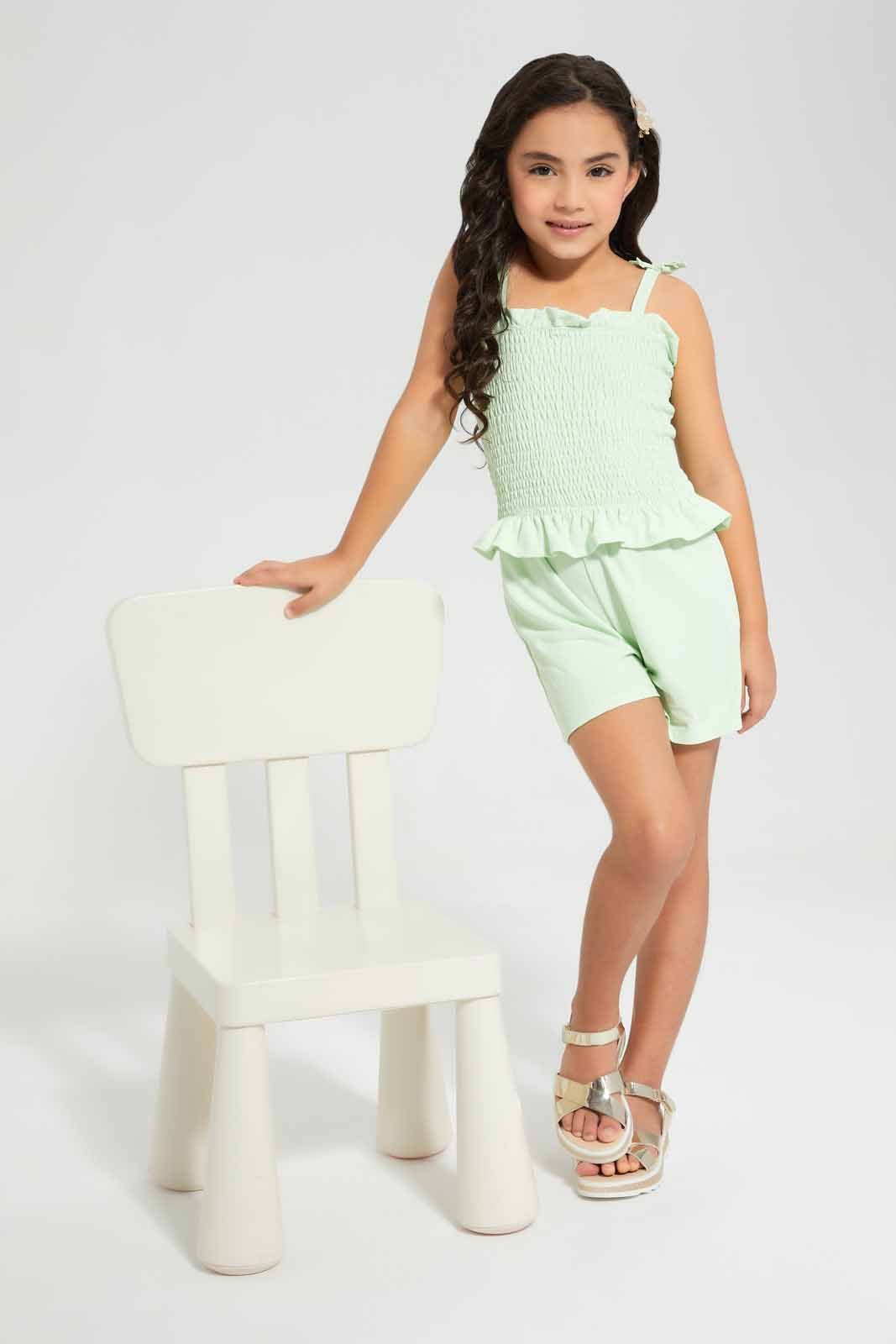 Redtag-Green-Jumpsuits-Category:Jumpsuits,-Colour:Green,-Deals:New-In,-Filter:Girls-(2-to-8-Yrs),-GIR-Jumpsuits,-New-In-GIR,-Non-Sale,-Section:Girls-(0-to-14Yrs),-W22O-Girls-2 to 8 Years