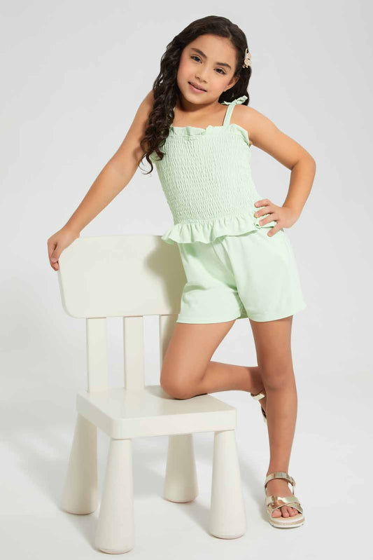 Redtag-Green-Jumpsuits-Category:Jumpsuits,-Colour:Green,-Deals:New-In,-Filter:Girls-(2-to-8-Yrs),-GIR-Jumpsuits,-New-In-GIR,-Non-Sale,-Section:Girls-(0-to-14Yrs),-W22O-Girls-2 to 8 Years