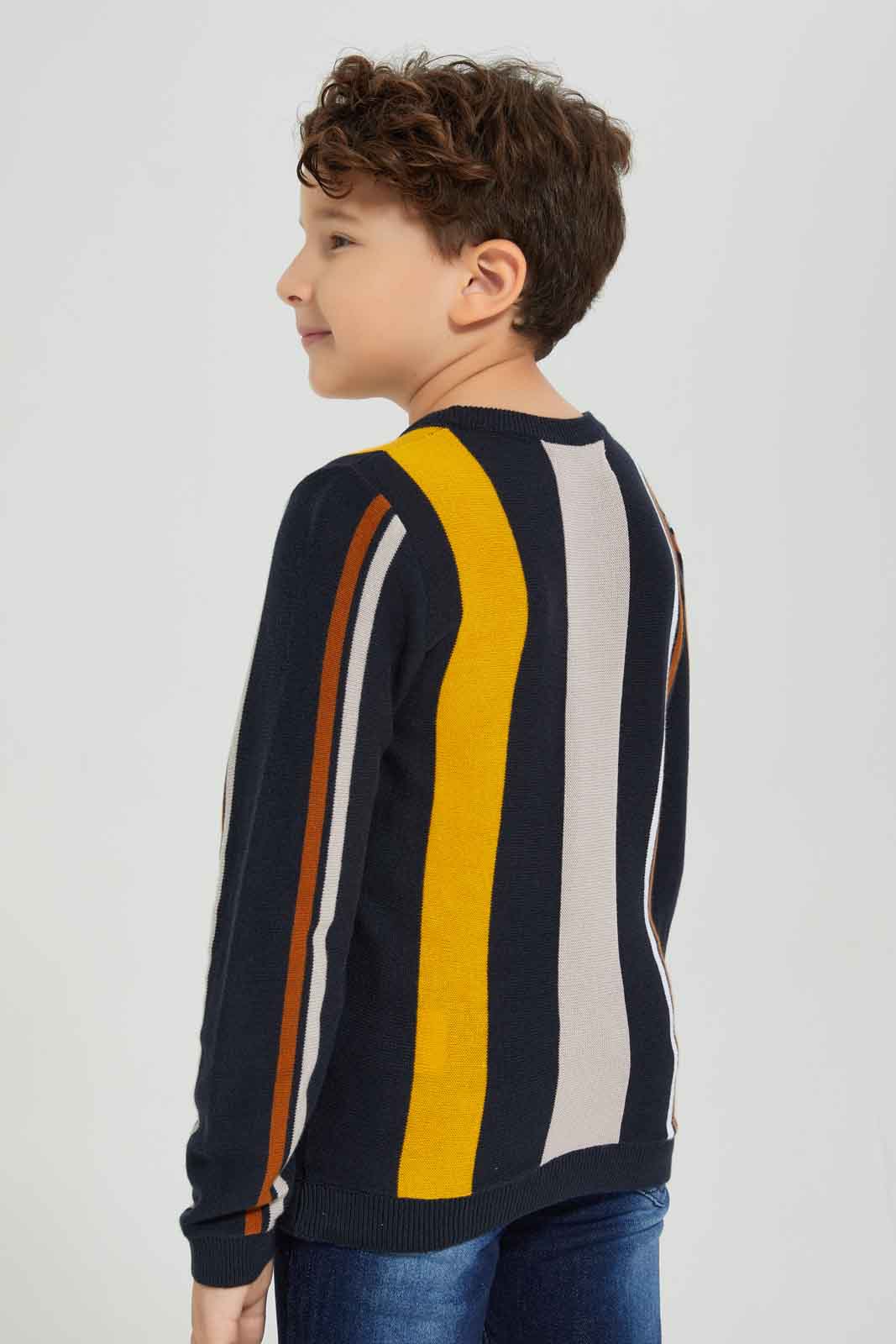 Redtag-Navy-Vertical-Stripe-Crew-Neck-Jumper-BOY-Pullovers,-Category:Pullovers,-Colour:Navy,-Deals:New-In,-Dept:Boys,-Filter:Boys-(2-to-8-Yrs),-New-In-BOY-APL,-Non-Sale,-Section:Boys-(0-to-14Yrs),-W22A-Boys-2 to 8 Years