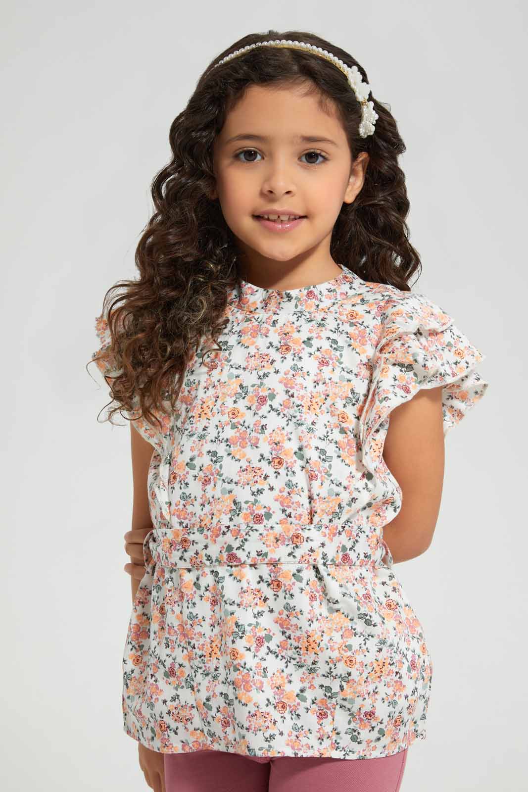 Redtag-Green-Printed-Blouse-Category:Blouses,-Colour:Green,-Deals:New-In,-Filter:Girls-(2-to-8-Yrs),-GIR-Blouses,-New-In-GIR-APL,-Non-Sale,-Section:Girls-(0-to-14Yrs),-W22O-Girls-2 to 8 Years