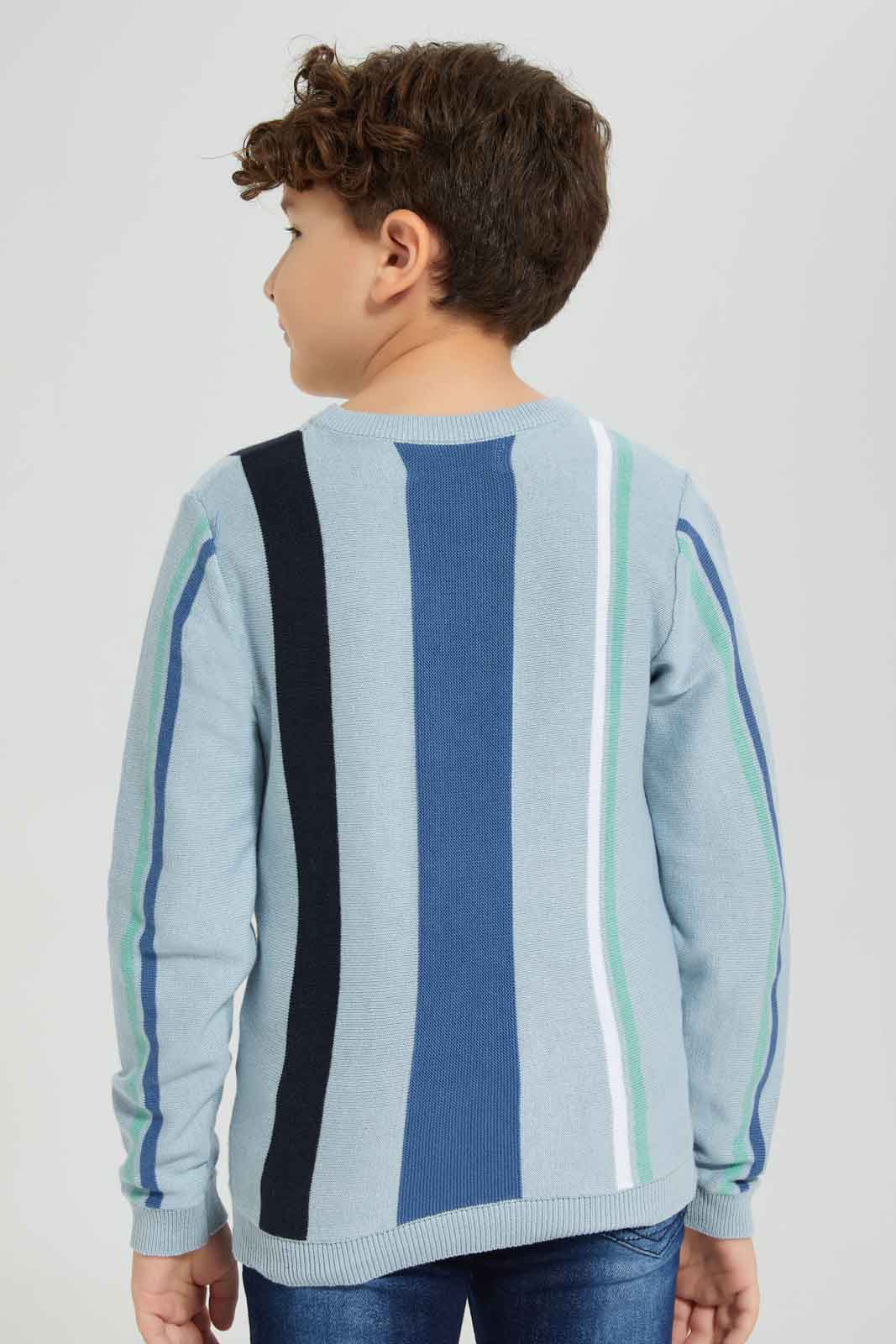 Redtag-Blue-Vertical-Stripe-Crew-Neck-Jumper-BOY-Pullovers,-Category:Pullovers,-Colour:Blue,-Deals:New-In,-Dept:Boys,-Filter:Boys-(2-to-8-Yrs),-New-In-BOY-APL,-Non-Sale,-Section:Boys-(0-to-14Yrs),-W22A-Boys-2 to 8 Years
