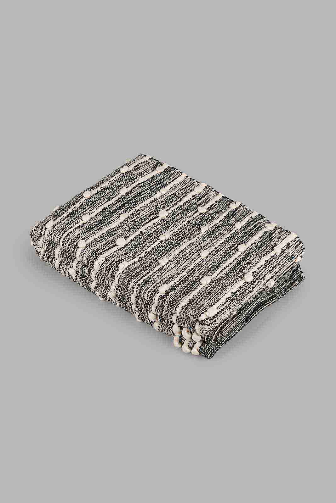 Redtag-Black-Braided-Boho-Woven-Rug-Category:Rugs,-Colour:Black,-Deals:New-In,-Filter:Home-Decor,-HMW-HOM-Rugs-&-Door-Mats,-New-In-HMW-HOM,-Non-Sale,-Section:Homewares,-W22O-Home-Decor-