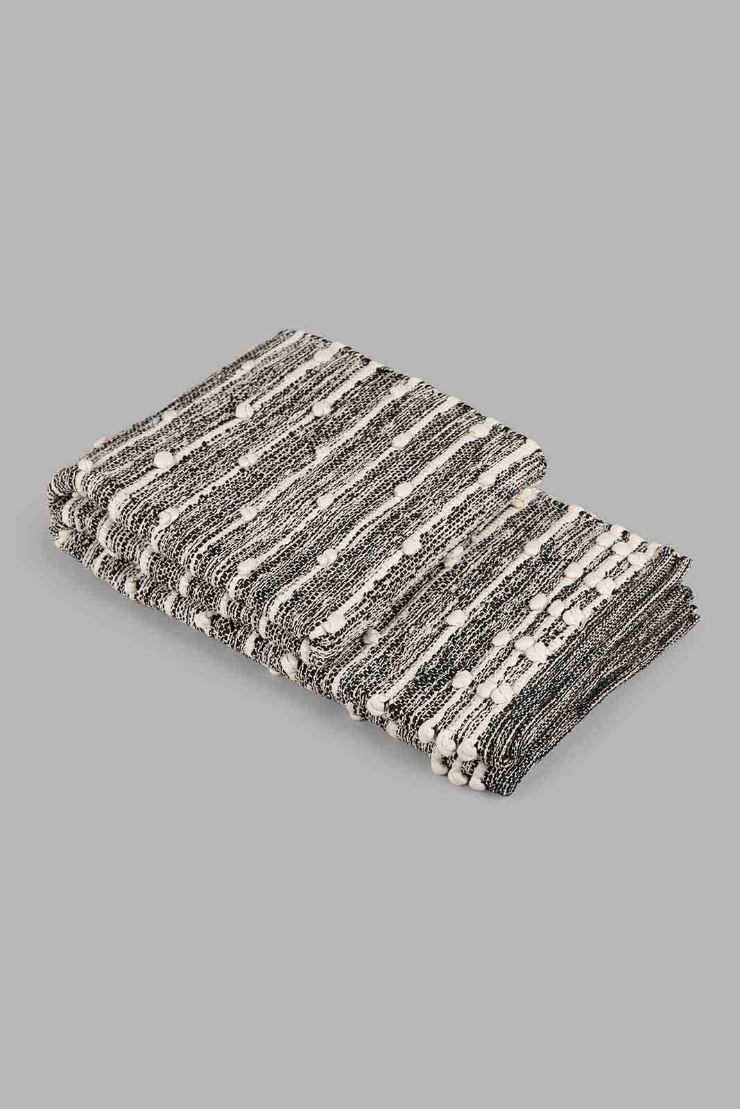 Redtag-Black-Braided-Boho-Woven-Rug-Category:Rugs,-Colour:Black,-Deals:New-In,-Filter:Home-Decor,-HMW-HOM-Rugs-&-Door-Mats,-New-In-HMW-HOM,-Non-Sale,-Section:Homewares,-W22O-Home-Decor-
