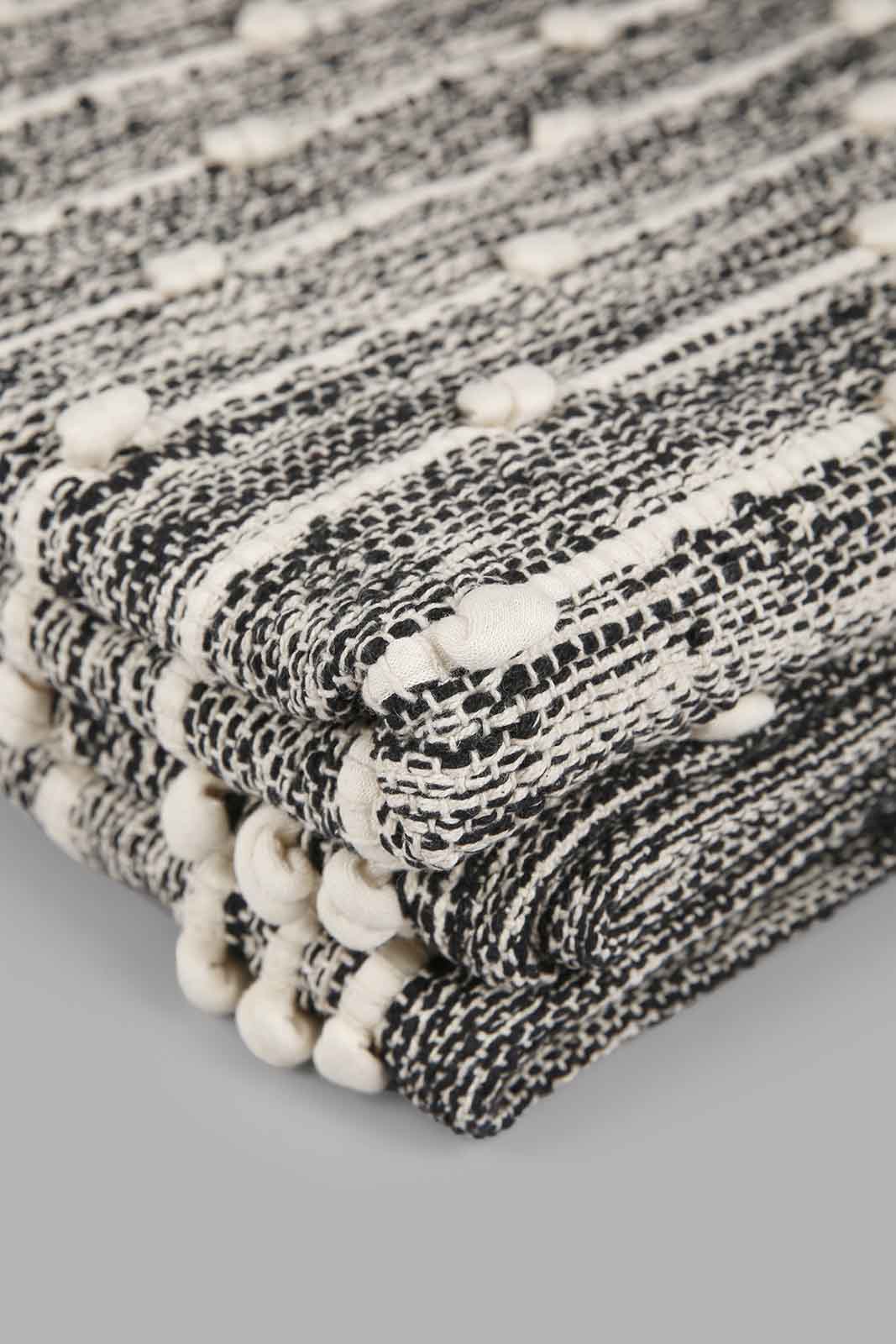 Redtag-Black-Braided-Boho-Woven-Rug-Category:Rugs,-Colour:Black,-Deals:New-In,-Filter:Home-Decor,-HMW-HOM-Rugs-&-Door-Mats,-New-In-HMW-HOM,-Non-Sale,-Section:Homewares,-W22O-Home-Decor-