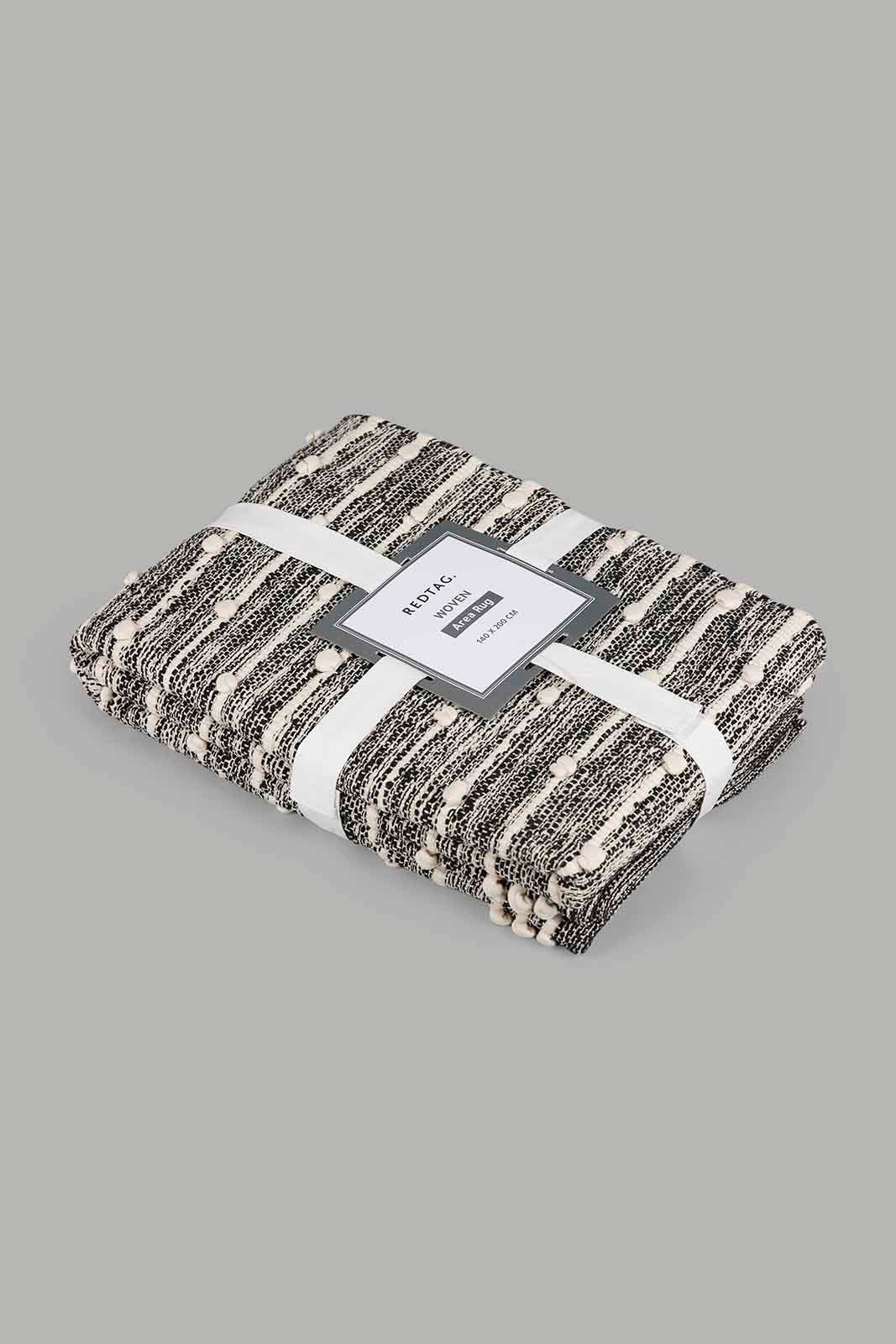 Redtag-Black-Braided-Boho-Woven-Rug-Category:Rugs,-Colour:Black,-Deals:New-In,-Filter:Home-Decor,-HMW-HOM-Rugs-&-Door-Mats,-New-In-HMW-HOM,-Non-Sale,-Section:Homewares,-W22O-Home-Decor-