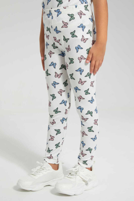 Redtag-Pink-Butterfly-Aop-Legging-Category:Jeggings,-Colour:Apricot,-Deals:New-In,-Filter:Girls-(2-to-8-Yrs),-GIR-Jeggings,-New-In-GIR-APL,-Non-Sale,-Section:Girls-(0-to-14Yrs),-TBL,-W22O-Girls-2 to 8 Years