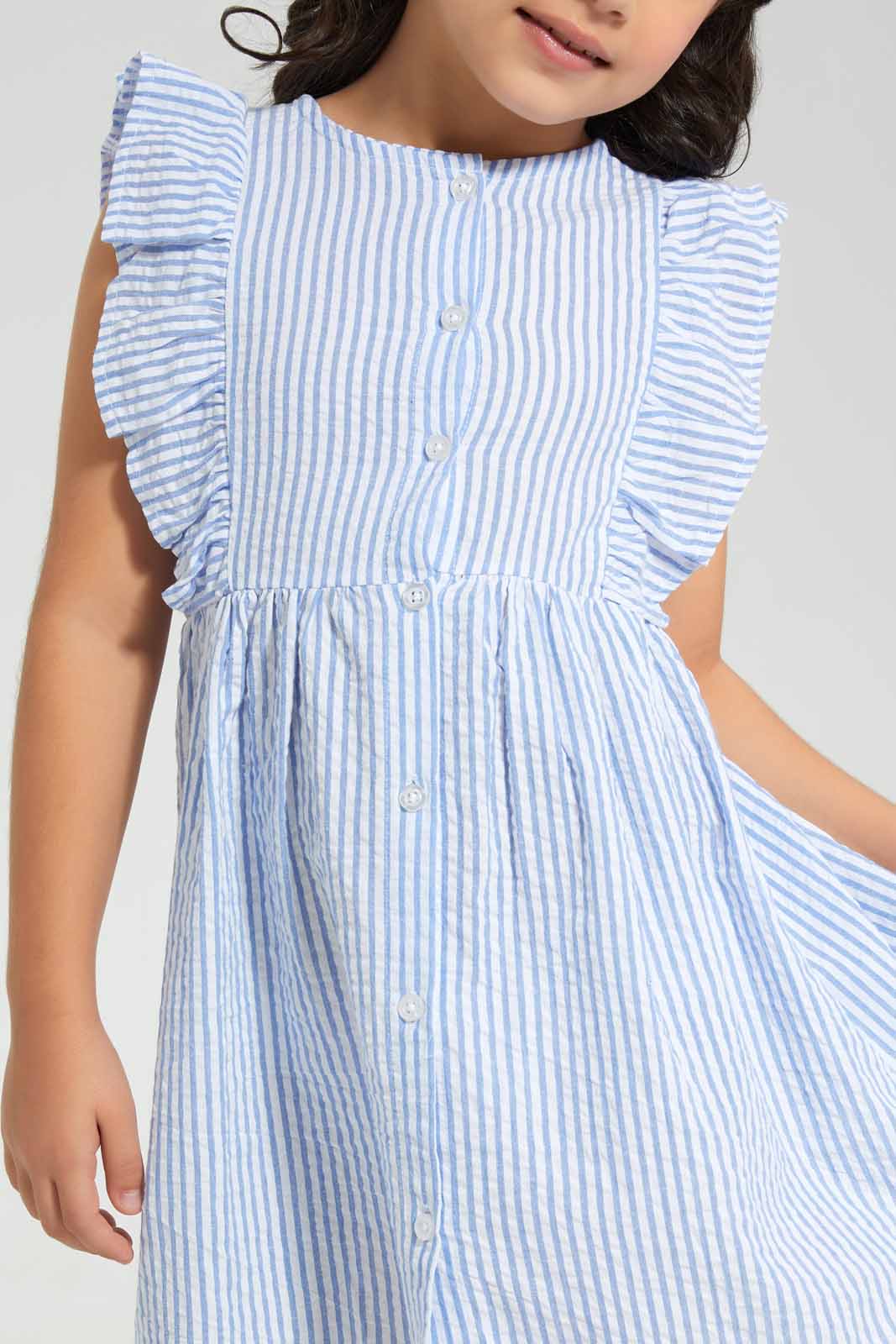 Redtag-Blue-Stripe-Dress-Category:Dresses,-Colour:Blue,-Deals:New-In,-Filter:Girls-(2-to-8-Yrs),-GIR-Dresses,-New-In-GIR,-Non-Sale,-Section:Girls-(0-to-14Yrs),-W22O-Girls-2 to 8 Years