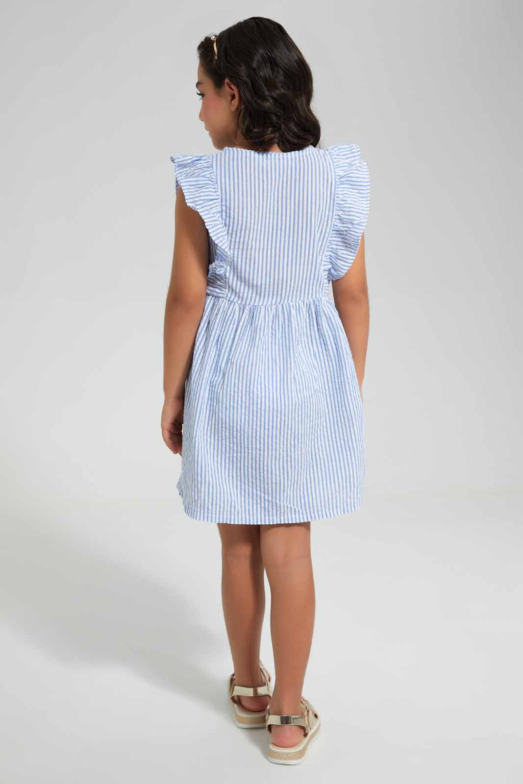 Redtag-Blue-Stripe-Dress-Category:Dresses,-Colour:Blue,-Deals:New-In,-Filter:Girls-(2-to-8-Yrs),-GIR-Dresses,-New-In-GIR,-Non-Sale,-Section:Girls-(0-to-14Yrs),-W22O-Girls-2 to 8 Years