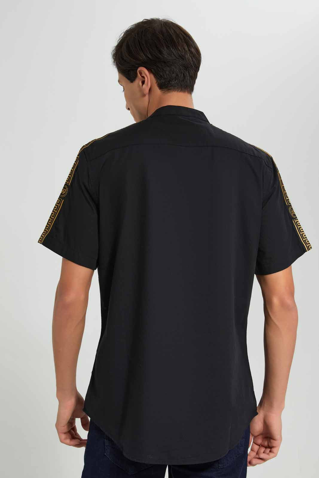 Redtag-Black-S/S-Shirt-With-Shoulder-Tape-Category:Shirts,-Colour:Black,-Deals:New-In,-Filter:Men's-Clothing,-Men-Shirts,-New-In-Men-APL,-Non-Sale,-Section:Men,-W22O-Men's-