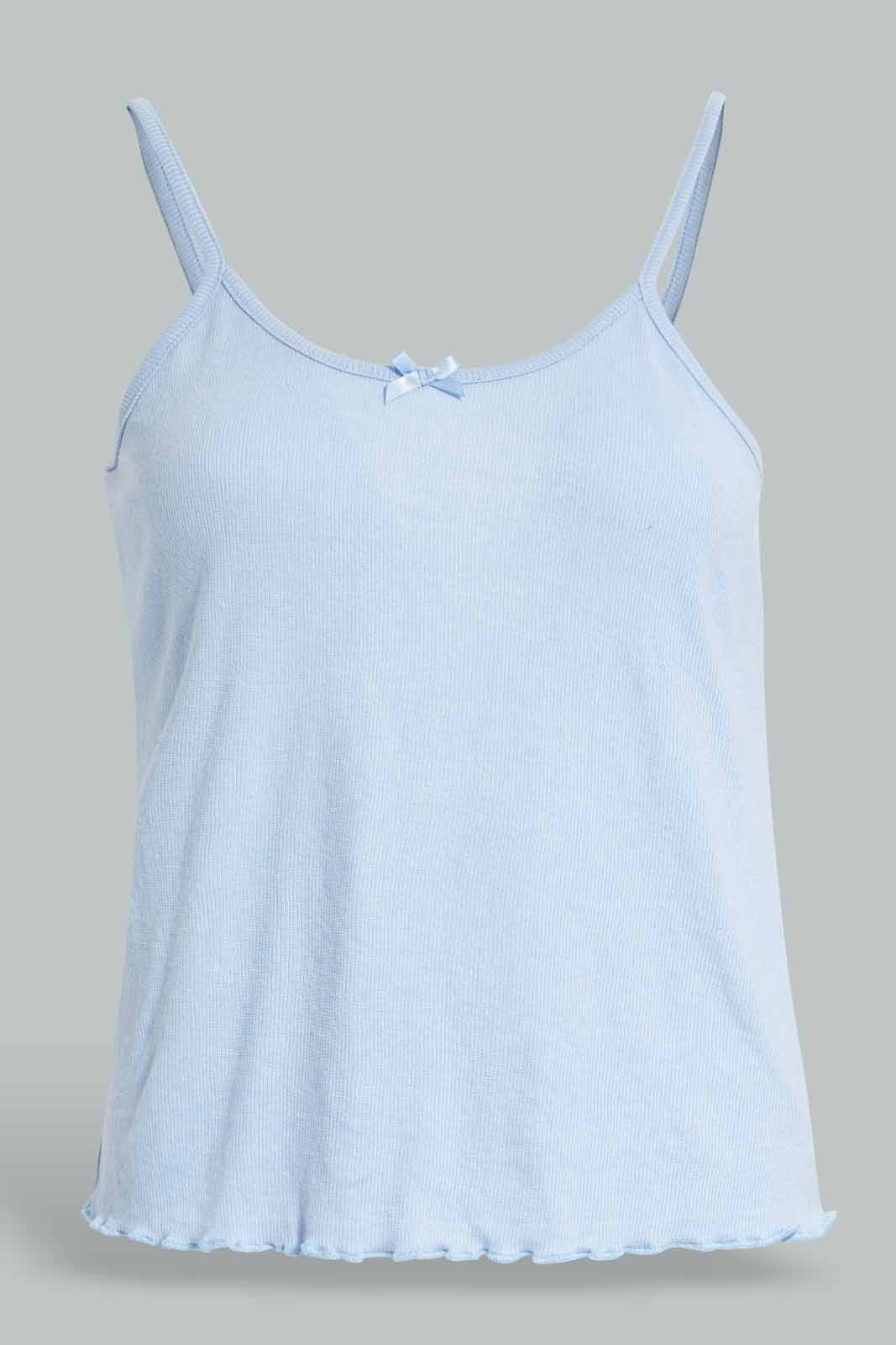 Redtag-Lt-Blue-Cami-With-Short-Pajama-Set-Category:Pyjama-Sets,-Colour:Blue,-Deals:New-In,-Filter:Women's-Clothing,-New-In-Women-APL,-Non-Sale,-Section:Women,-W22O,-Women-Pyjama-Sets--