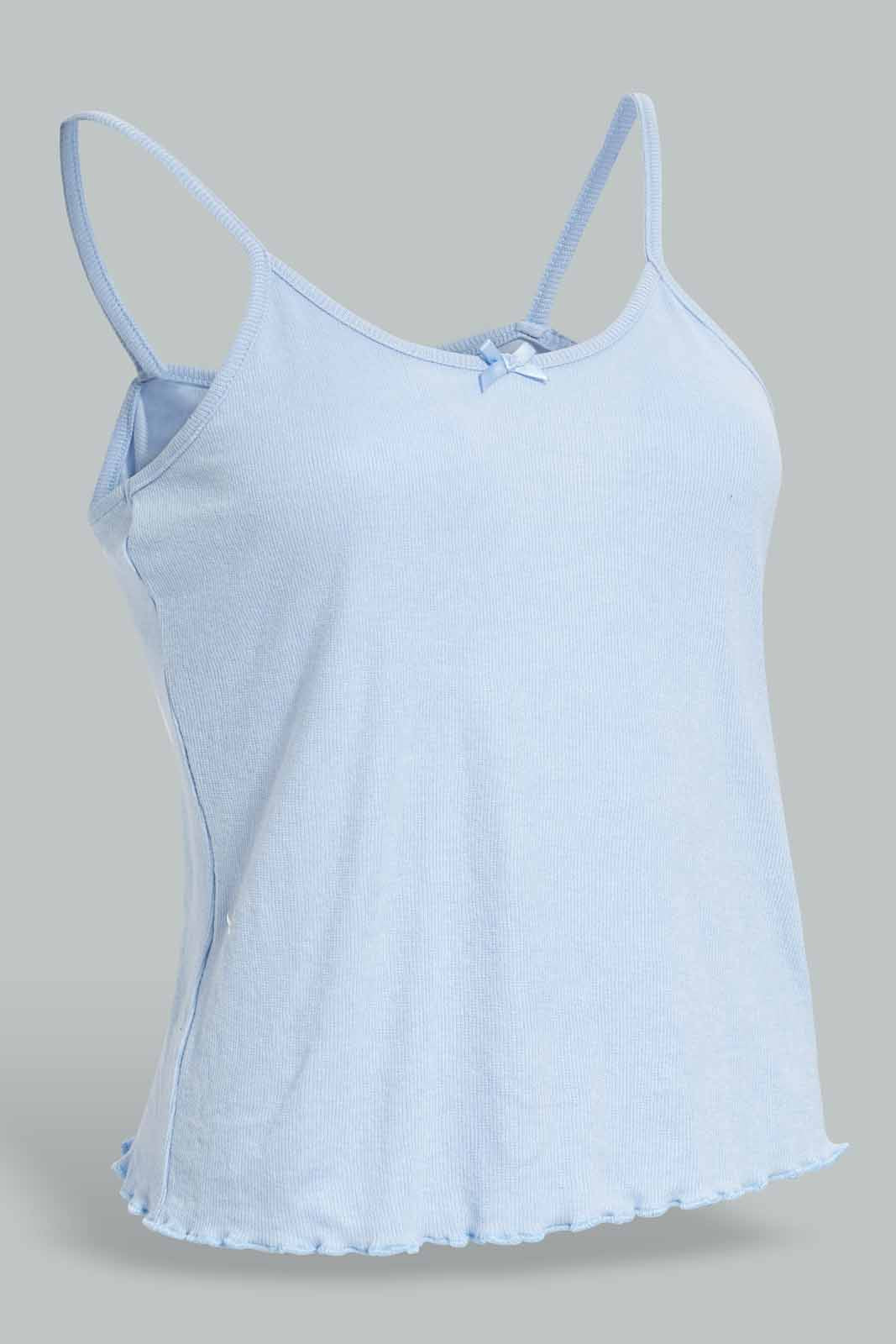 Redtag-Lt-Blue-Cami-With-Short-Pajama-Set-Category:Pyjama-Sets,-Colour:Blue,-Deals:New-In,-Filter:Women's-Clothing,-New-In-Women-APL,-Non-Sale,-Section:Women,-W22O,-Women-Pyjama-Sets--