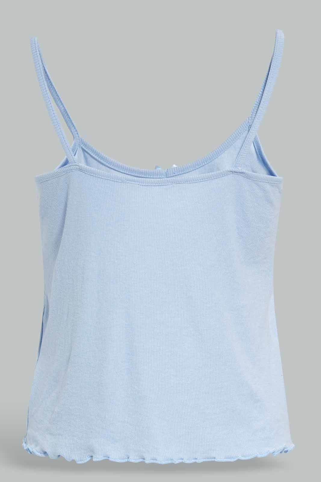 Redtag-Lt-Blue-Cami-With-Short-Pajama-Set-Category:Pyjama-Sets,-Colour:Blue,-Deals:New-In,-Filter:Women's-Clothing,-New-In-Women-APL,-Non-Sale,-Section:Women,-W22O,-Women-Pyjama-Sets--