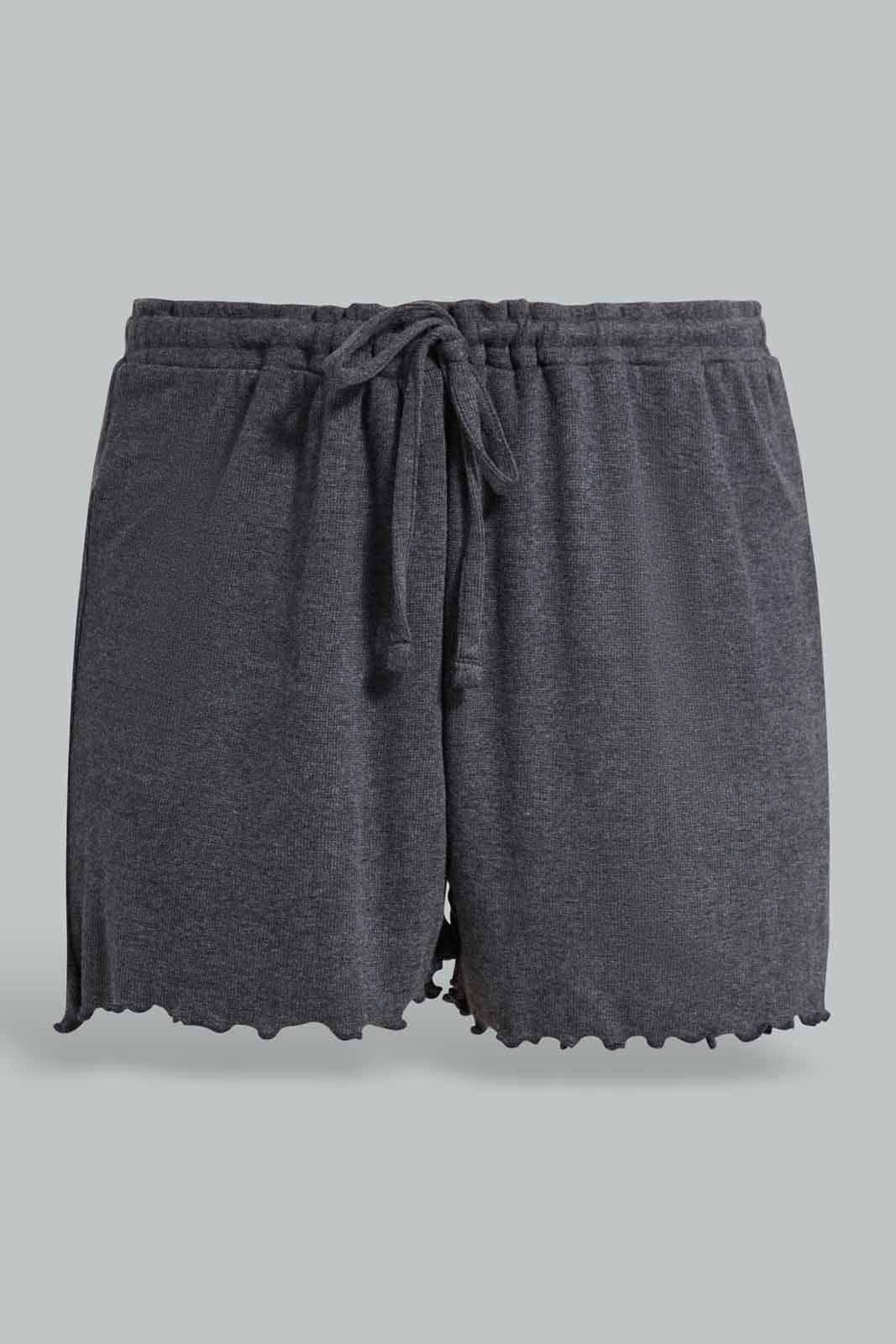 Redtag-Charcoal-Melange-Shortsleeves-With-Short-Pajama-Set-Category:Pyjama-Sets,-Colour:Charcoal,-Deals:New-In,-Filter:Women's-Clothing,-New-In-Women-APL,-Non-Sale,-Section:Women,-W22O,-Women-Pyjama-Sets--