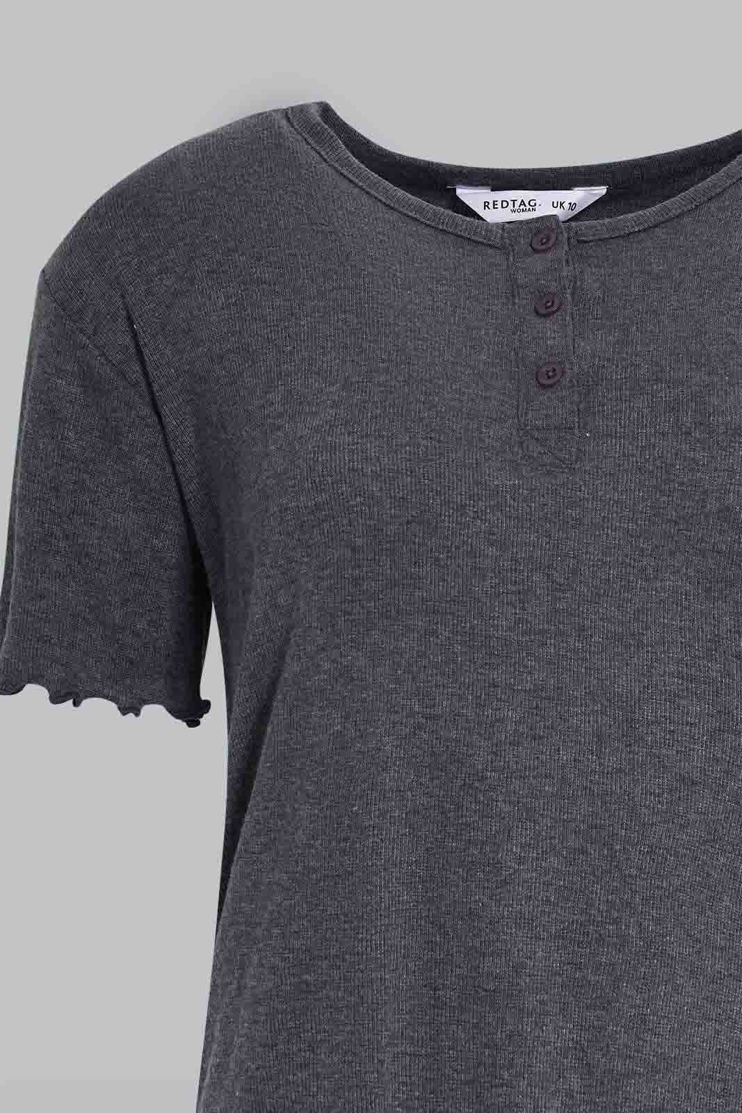 Redtag-Charcoal-Melange-Shortsleeves-With-Short-Pajama-Set-Category:Pyjama-Sets,-Colour:Charcoal,-Deals:New-In,-Filter:Women's-Clothing,-New-In-Women-APL,-Non-Sale,-Section:Women,-W22O,-Women-Pyjama-Sets--