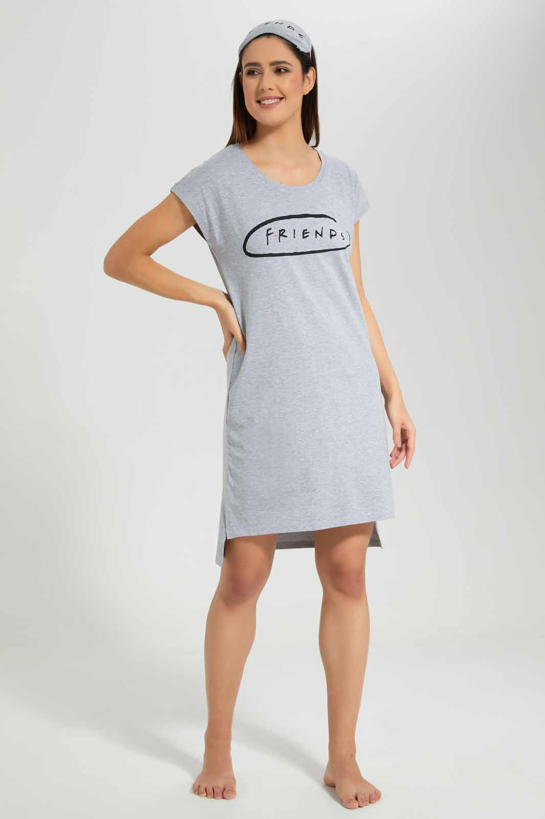 Redtag-White-Ladies-Night-Dress-With-Eye-Mask-Category:Nightshirts,-CHR,-Colour:White,-Deals:New-In,-Filter:Women's-Clothing,-New-In-Women-APL,-Non-Sale,-Section:Women,-W22O,-Women-Nightshirts--