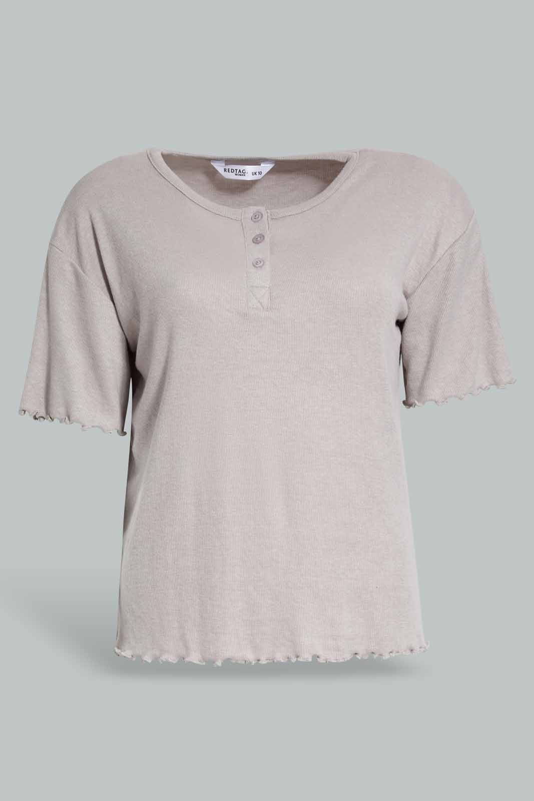 Redtag-Grey-Melange-Shortsleeves-With-Short-Pajama-Set-Category:Pyjama-Sets,-Colour:Grey,-Deals:New-In,-Filter:Women's-Clothing,-New-In-Women-APL,-Non-Sale,-Section:Women,-W22O,-Women-Pyjama-Sets--
