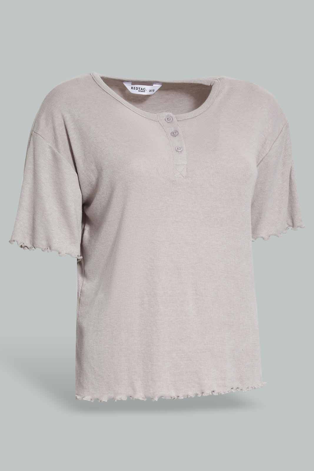 Redtag-Grey-Melange-Shortsleeves-With-Short-Pajama-Set-Category:Pyjama-Sets,-Colour:Grey,-Deals:New-In,-Filter:Women's-Clothing,-New-In-Women-APL,-Non-Sale,-Section:Women,-W22O,-Women-Pyjama-Sets--