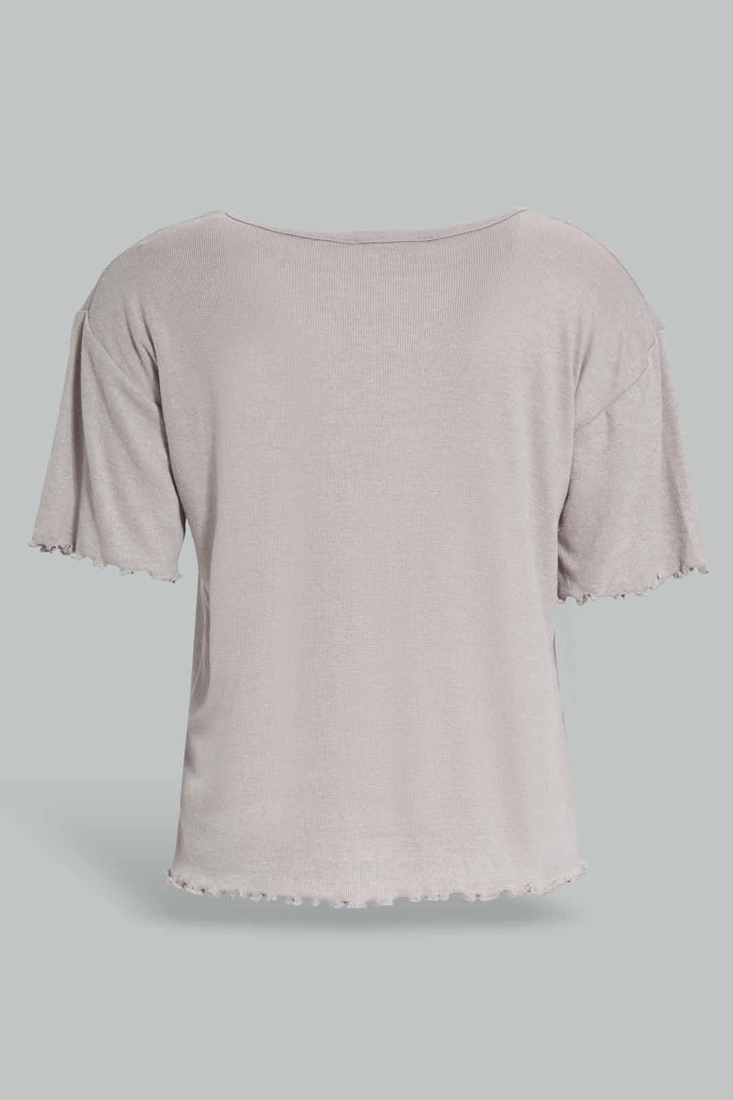 Redtag-Grey-Melange-Shortsleeves-With-Short-Pajama-Set-Category:Pyjama-Sets,-Colour:Grey,-Deals:New-In,-Filter:Women's-Clothing,-New-In-Women-APL,-Non-Sale,-Section:Women,-W22O,-Women-Pyjama-Sets--