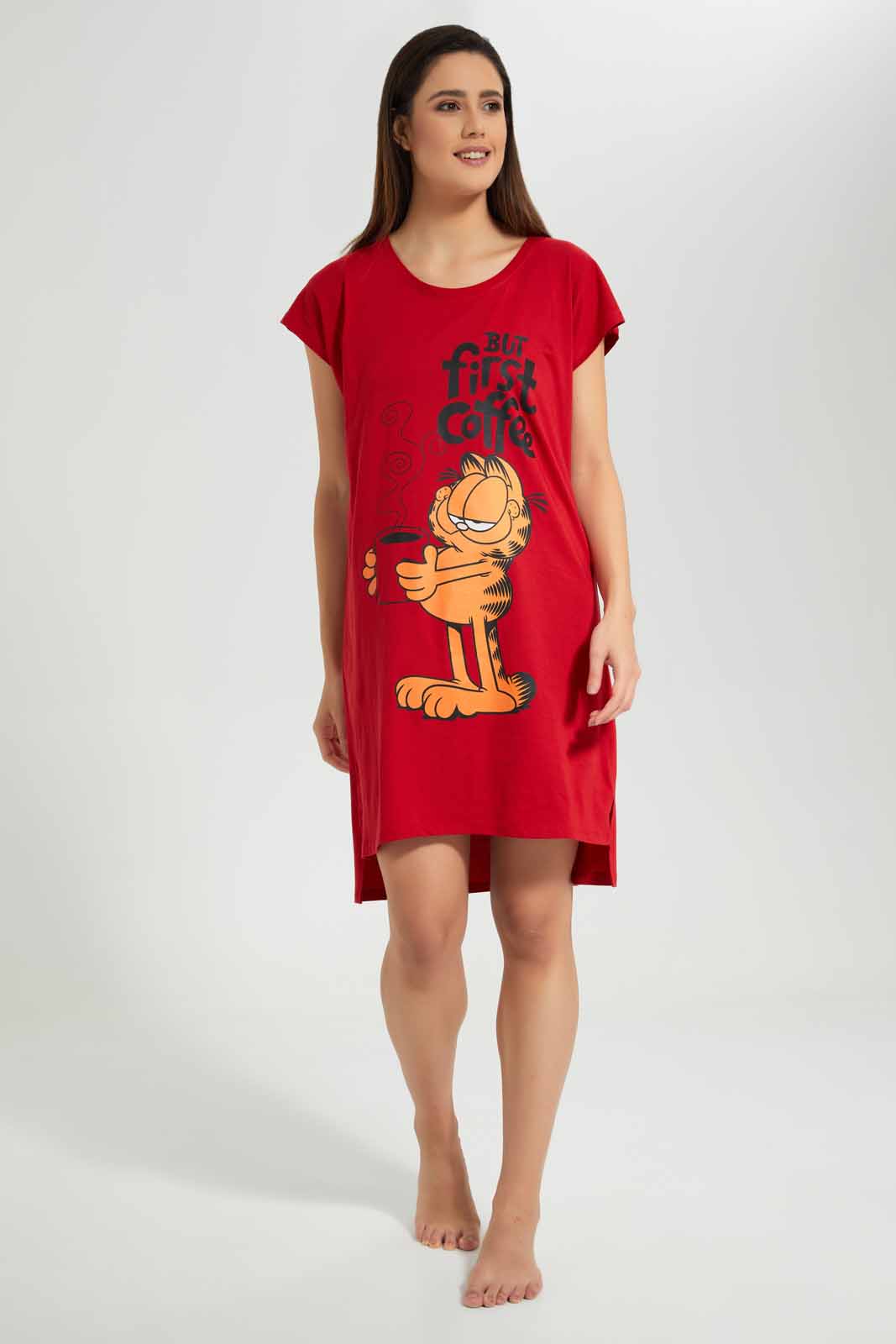 Redtag-Red-Ladies-Night-Dress-With-Eye-Mask-Category:Nightshirts,-CHR,-Colour:Red,-Deals:New-In,-Filter:Women's-Clothing,-New-In-Women-APL,-Non-Sale,-Section:Women,-W22O,-Women-Nightshirts--