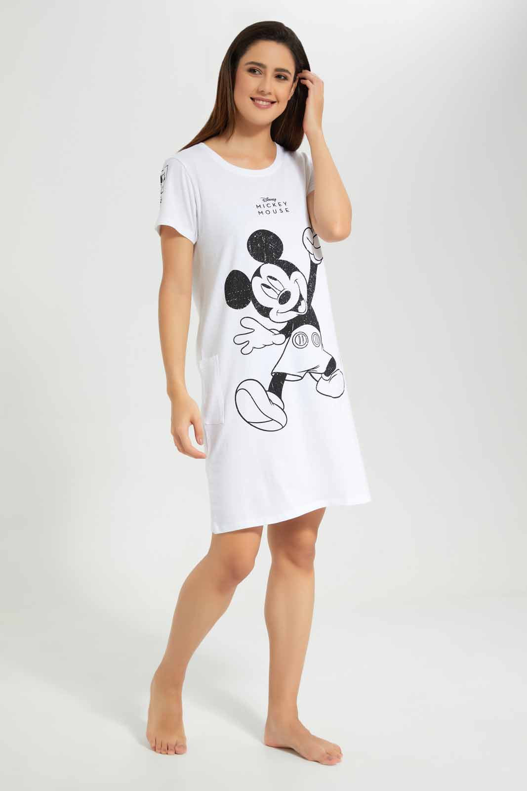 Redtag-Grey-Melange-Ladies-Night-Dress-With-Side-Pockets-Category:Nightshirts,-CHR,-Colour:Grey,-Deals:New-In,-Filter:Women's-Clothing,-New-In-Women-APL,-Non-Sale,-Section:Women,-W22O,-Women-Nightshirts--