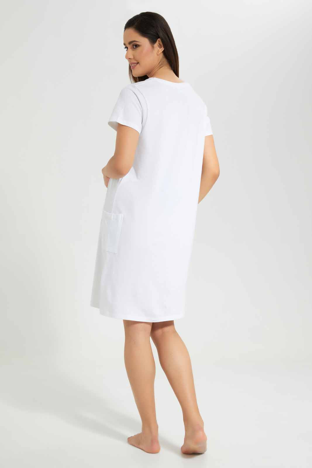 Redtag-Grey-Melange-Ladies-Night-Dress-With-Side-Pockets-Category:Nightshirts,-CHR,-Colour:Grey,-Deals:New-In,-Filter:Women's-Clothing,-New-In-Women-APL,-Non-Sale,-Section:Women,-W22O,-Women-Nightshirts--