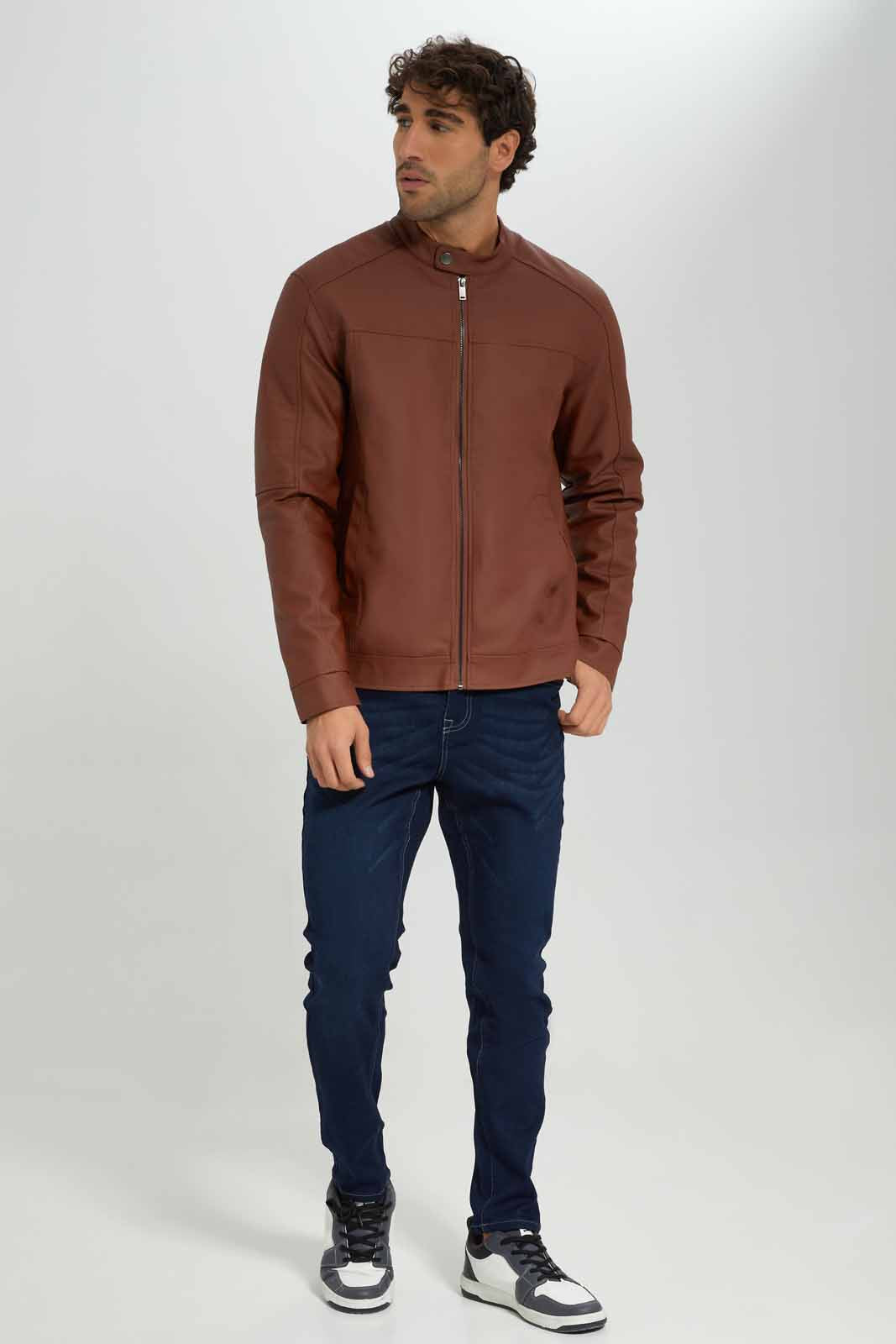 Redtag-Tan-PU-Biker-Jacket-Category:Jackets,-Colour:Tan,-Deals:New-In,-Filter:Men's-Clothing,-Men-Jackets,-New-In-Men-APL,-Non-Sale,-Section:Men,-W22B-Men's-