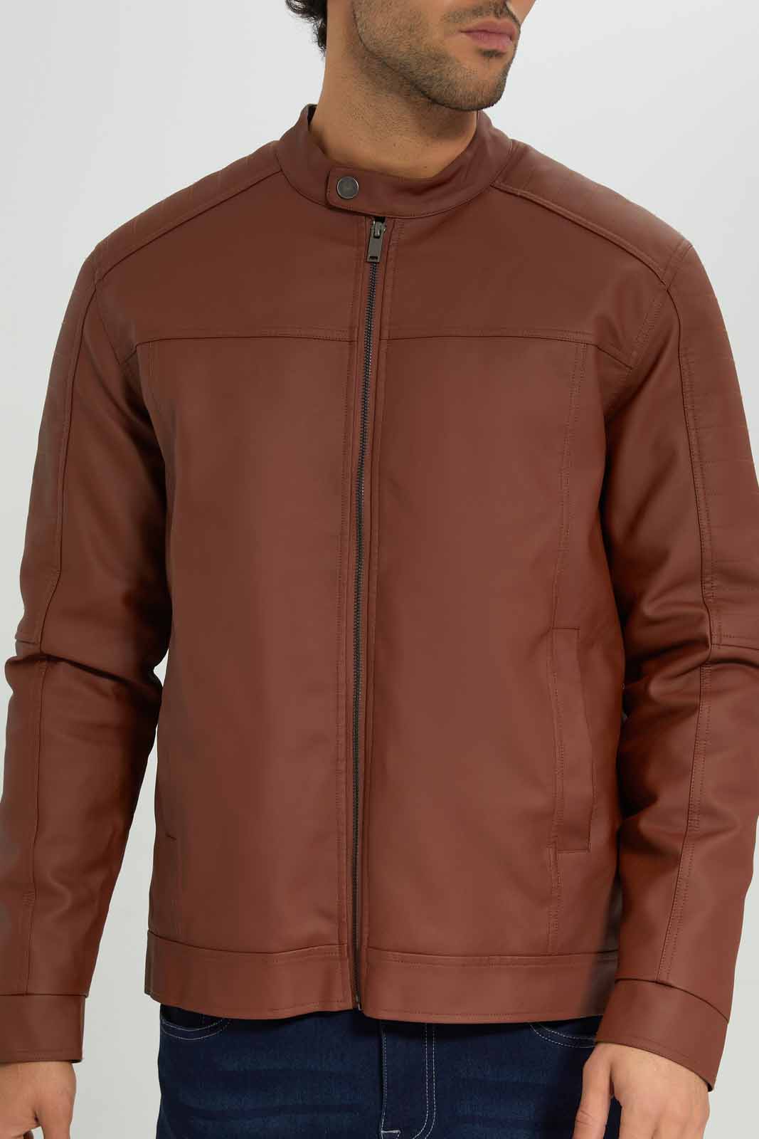 Redtag-Tan-PU-Biker-Jacket-Category:Jackets,-Colour:Tan,-Deals:New-In,-Filter:Men's-Clothing,-Men-Jackets,-New-In-Men-APL,-Non-Sale,-Section:Men,-W22B-Men's-