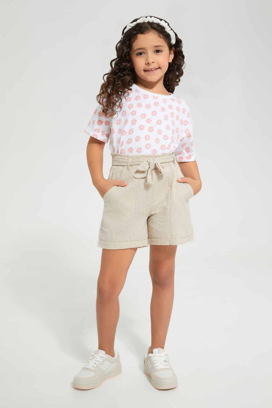 Redtag-Stone-Seersucker-Short--Category:Shorts,-Colour:Stonewash,-Deals:New-In,-Filter:Girls-(2-to-8-Yrs),-GIR-Shorts,-New-In-GIR-APL,-Non-Sale,-Section:Girls-(0-to-14Yrs),-TBL,-W22O-Girls-2 to 8 Years