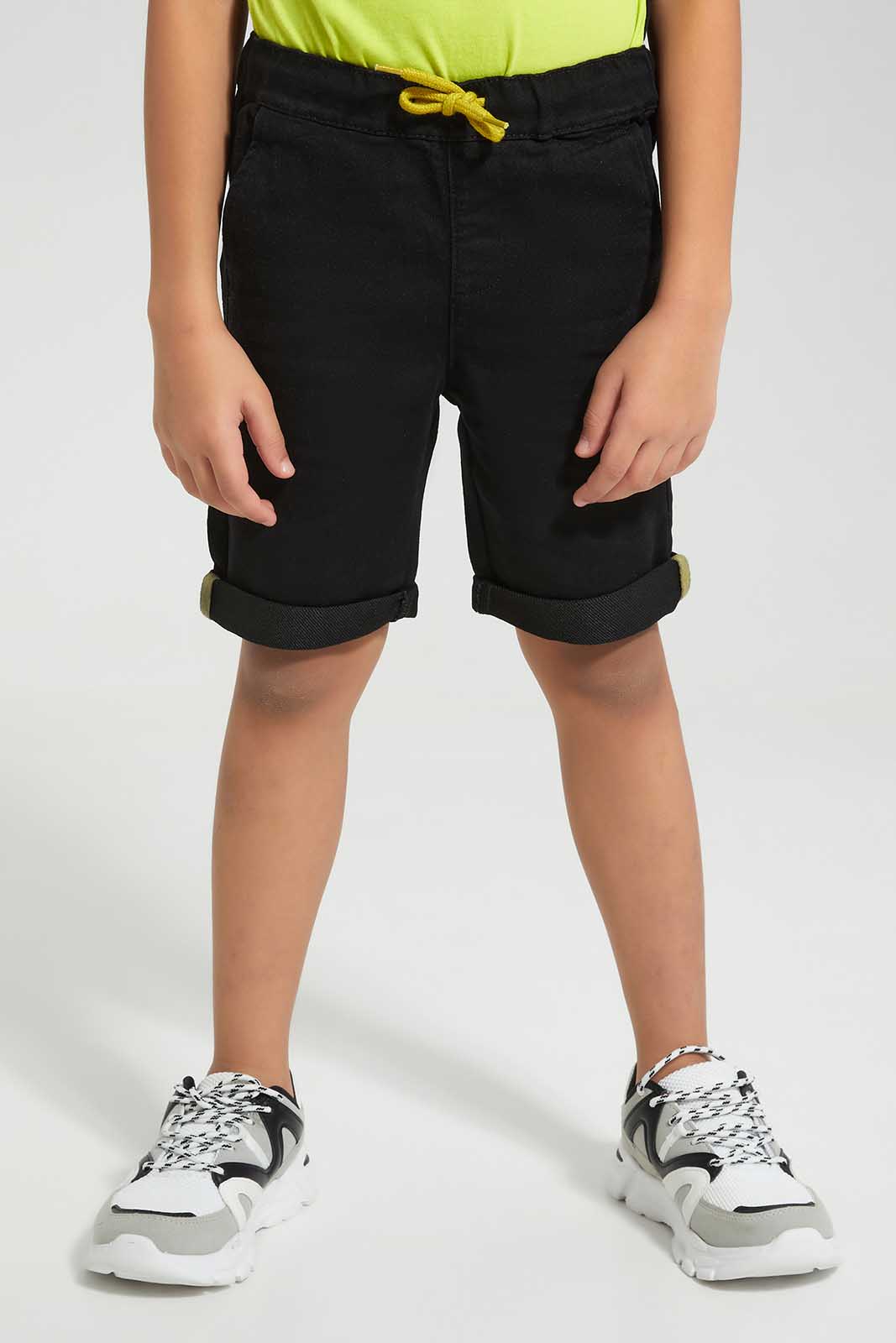 Redtag-Green-Neon-Embossed-T-Shirt-And-Knit-Denim-Shorts-Set-BOY-Sets,-Category:Sets,-Colour:Green,-Deals:New-In,-Filter:Boys-(2-to-8-Yrs),-New-In-BOY,-Non-Sale,-Section:Boys-(0-to-14Yrs),-W22O-Boys-2 to 8 Years