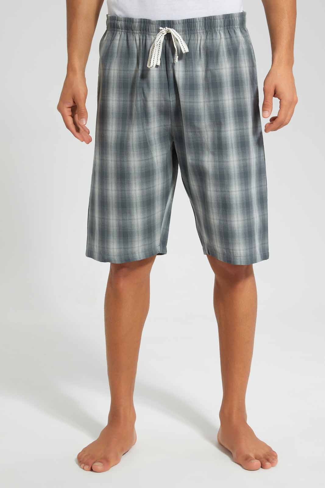 Redtag-White-Pyjama-Set-With-Check-Shorts-Category:Pyjama-Sets,-Colour:White,-Deals:New-In,-Filter:Men's-Clothing,-Men-Pyjama-Sets,-New-In-Men,-Non-Sale,-Section:Men,-W22O-Men's-
