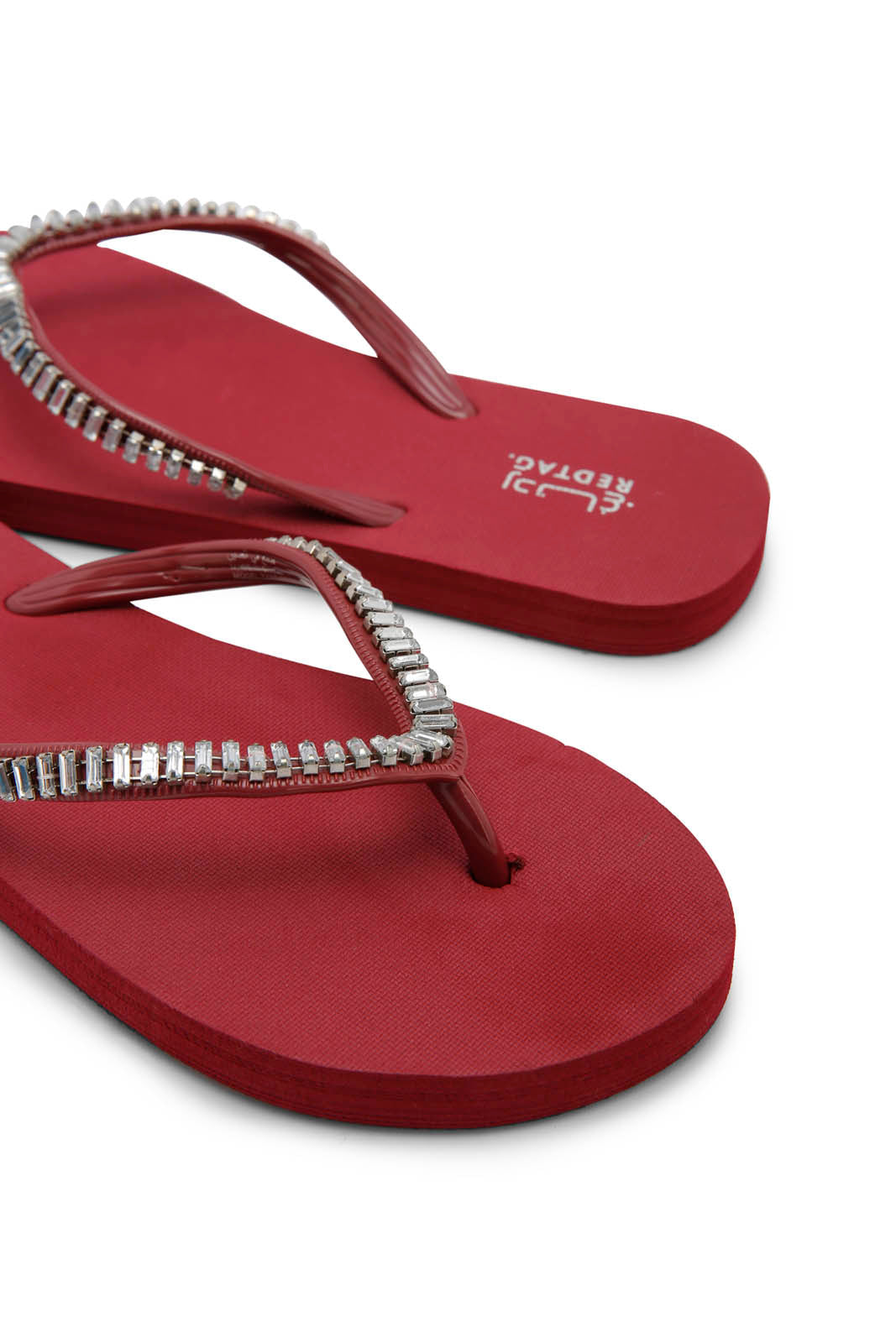 Redtag-Burgundy-Embellished-Flip-Flop-Category:Flip-Flops,-Colour:Burgundy,-Deals:New-In,-Dept:Ladieswear,-Filter:Women's-Footwear,-New-In-Women-FOO,-Non-Sale,-Section:Women,-W22B,-Women-Flip-Flops-Women's-