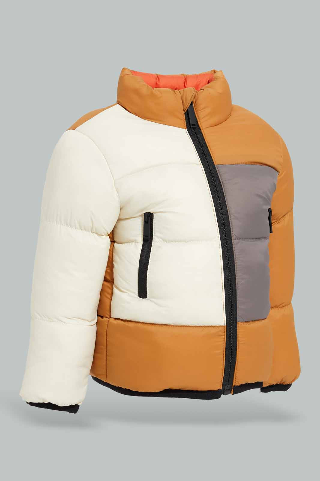 Redtag-Charcoal-Ecru-Olive-Cut-And-Sew-PufferJacket-Category:Jackets,-Colour:Charcoal,-Deals:New-In,-Filter:Infant-Boys-(3-to-24-Mths),-INB-Jackets,-New-In-INB-APL,-Non-Sale,-Section:Boys-(0-to-14Yrs),-W22B-Infant-Boys-3 to 24 Months