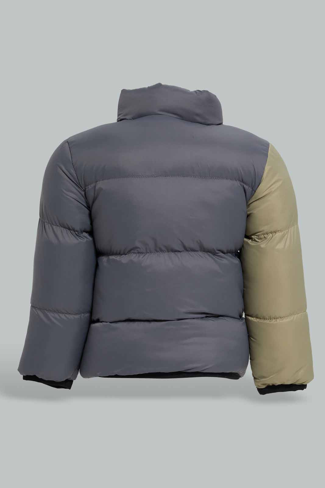 Redtag-Rust-Ecru-Olive-Cut-And-Sew-Pufferjacket-Category:Jackets,-Colour:Orange,-Deals:New-In,-Filter:Infant-Boys-(3-to-24-Mths),-INB-Jackets,-New-In-INB-APL,-Non-Sale,-Section:Boys-(0-to-14Yrs),-W22B-Infant-Boys-3 to 24 Months