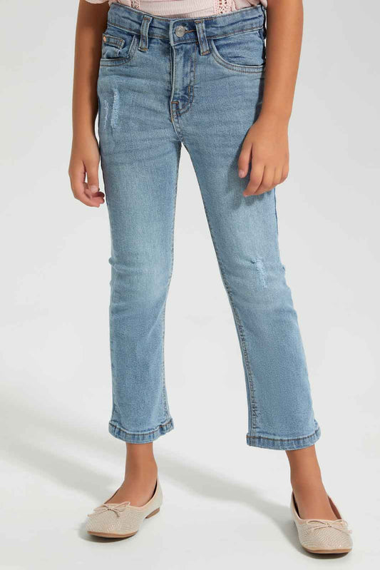 Redtag-LT-Wash-Denim-Flared-Jeans-Category:Jeans,-Colour:Light-Wash,-Deals:New-In,-Denim,-Filter:Girls-(2-to-8-Yrs),-GIR-Jeans,-New-In-GIR-APL,-Non-Sale,-Section:Girls-(0-to-14Yrs),-W22A-Girls-2 to 8 Years