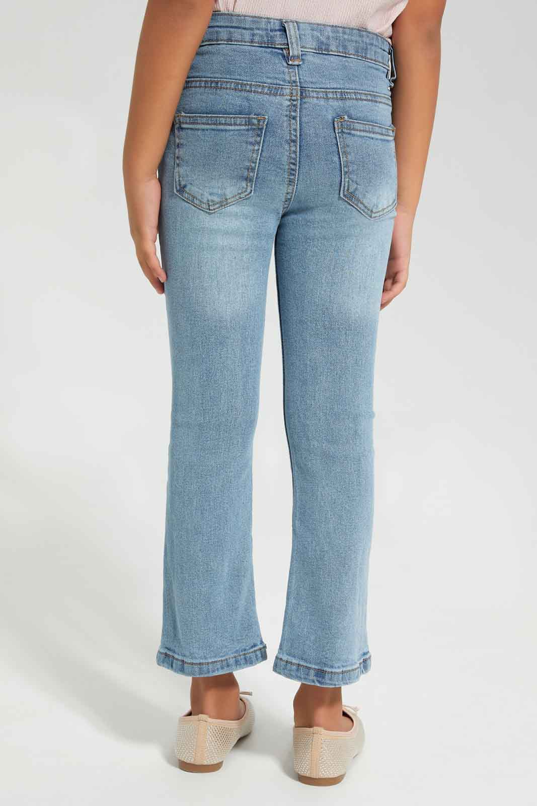 Redtag-LT-Wash-Denim-Flared-Jeans-Category:Jeans,-Colour:Light-Wash,-Deals:New-In,-Denim,-Filter:Girls-(2-to-8-Yrs),-GIR-Jeans,-New-In-GIR-APL,-Non-Sale,-Section:Girls-(0-to-14Yrs),-W22A-Girls-2 to 8 Years