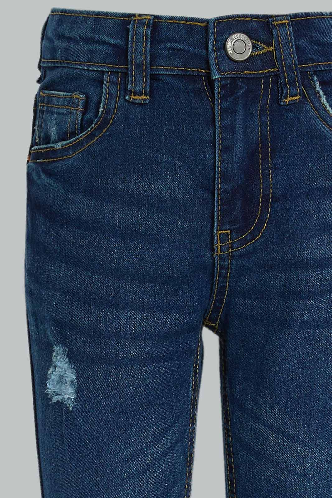 Redtag-Dark-Wash-Skinny-Jeans-With-Distress-Category:Jeans,-Colour:Dark-Wash,-Deals:New-In,-Dept:Girls,-Filter:Girls-(2-to-8-Yrs),-FIT-WALL-(FTW),-GIR-Jeans,-New-In-GIR-APL,-Non-Sale,-Section:Girls-(0-to-14Yrs),-W22A-Girls-2 to 8 Years